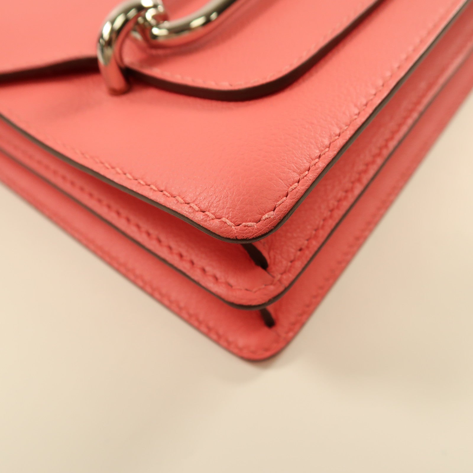 HERMES Evercolor皮革Roulis 23金扣肩背袋Rose Azalee杜鵑粉