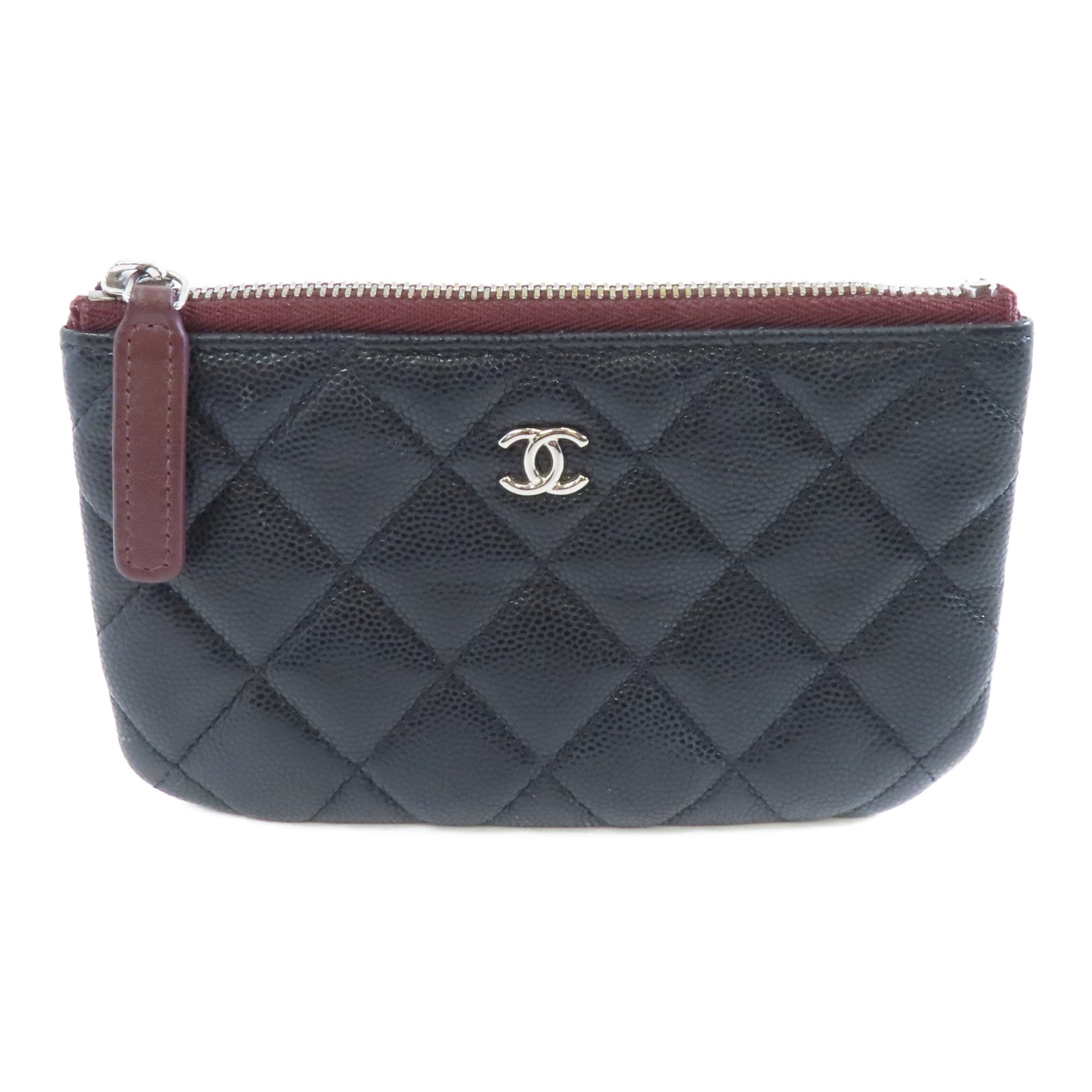 CHANEL 菱格Caviar皮革Coin Purse銀扣零錢包黑色