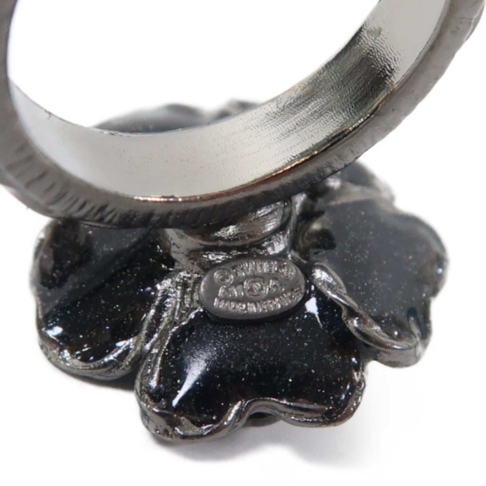 CHANEL 金屬Ring戒指黑色/灰色US#6.5