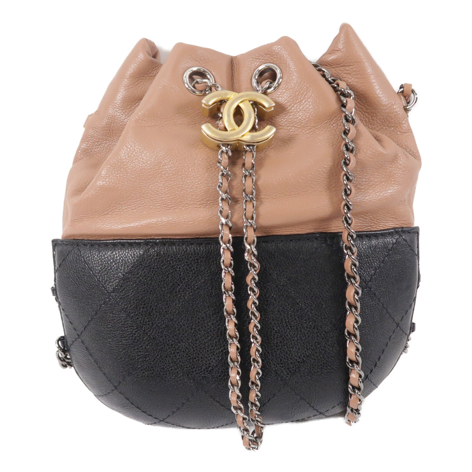 CHANEL 牛皮皮革Small Gabrielle Bcuket Bag鏈帶肩背袋