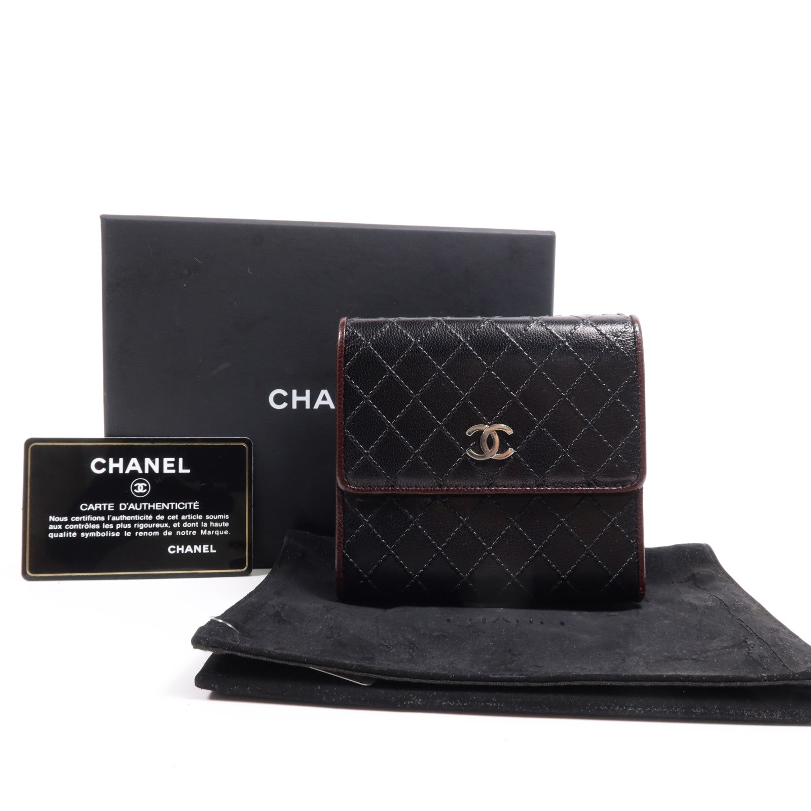 CHANEL 牛皮皮革Wallet銀扣錢包