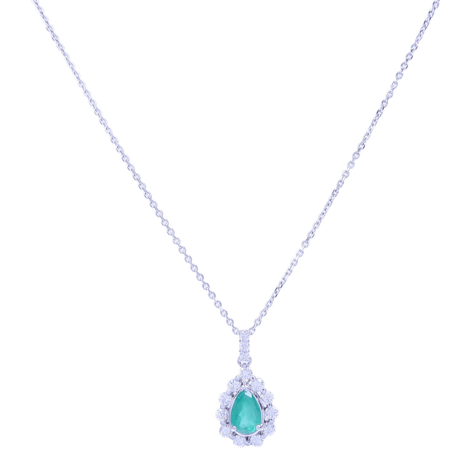 JEWELRY PT900/PT850鉑金Emerald Diamond Necklace綠寶石/鑽石項鍊