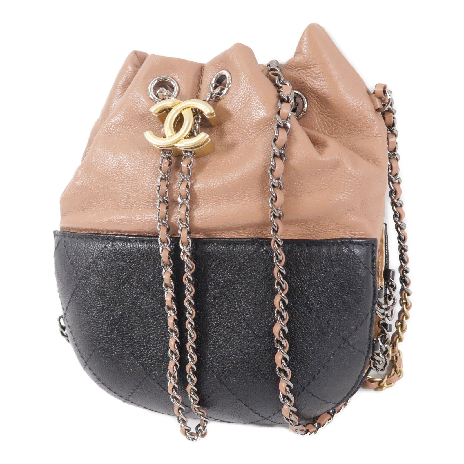 CHANEL 牛皮皮革Small Gabrielle Bcuket Bag鏈帶肩背袋
