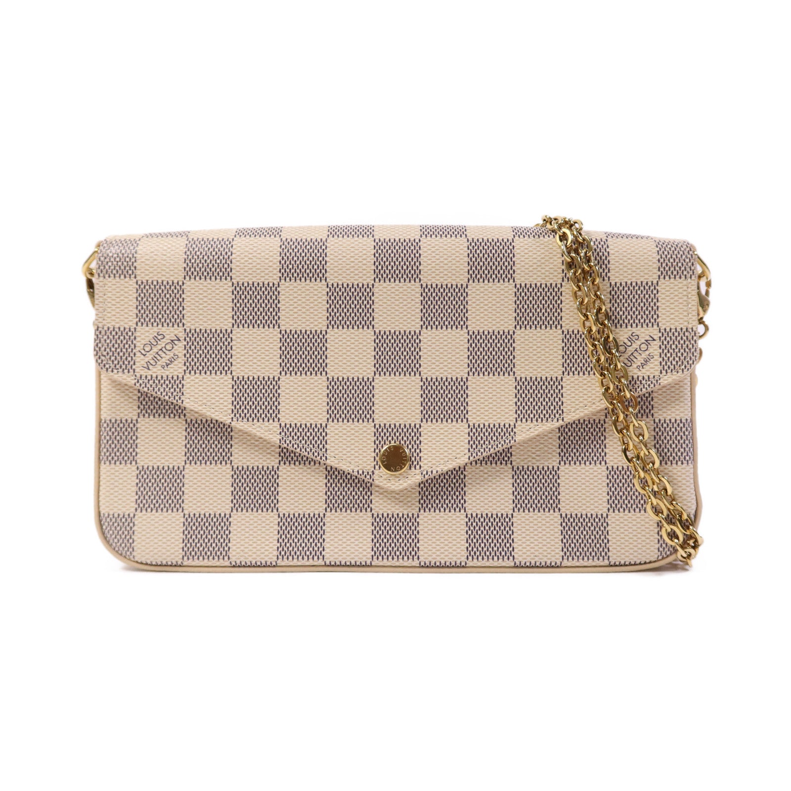LOUIS VUITTON 【激減優惠】Damier Azur Felicie Pochette金扣肩背袋