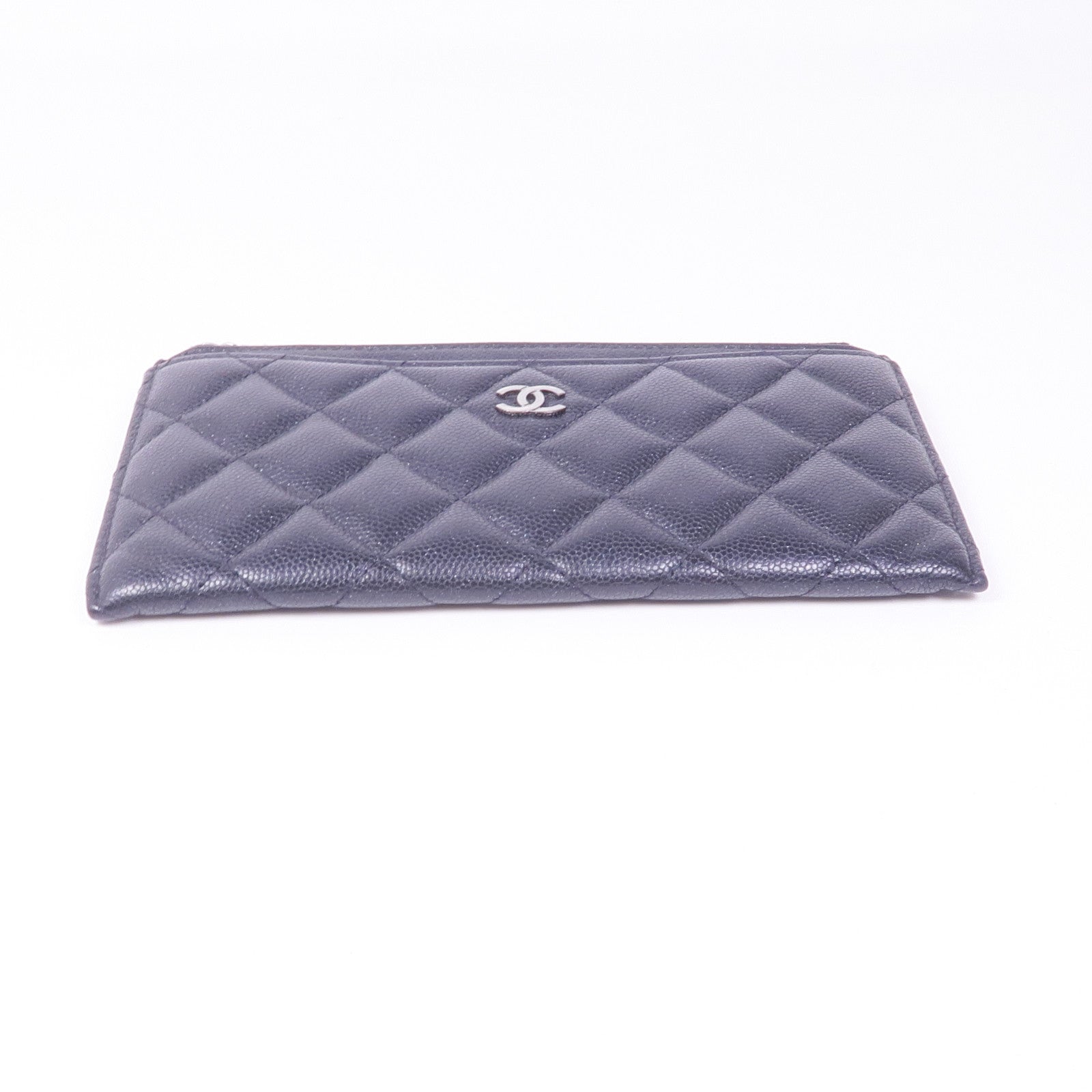 CHANEL 牛皮皮革Zipped Wallet銀扣長錢包