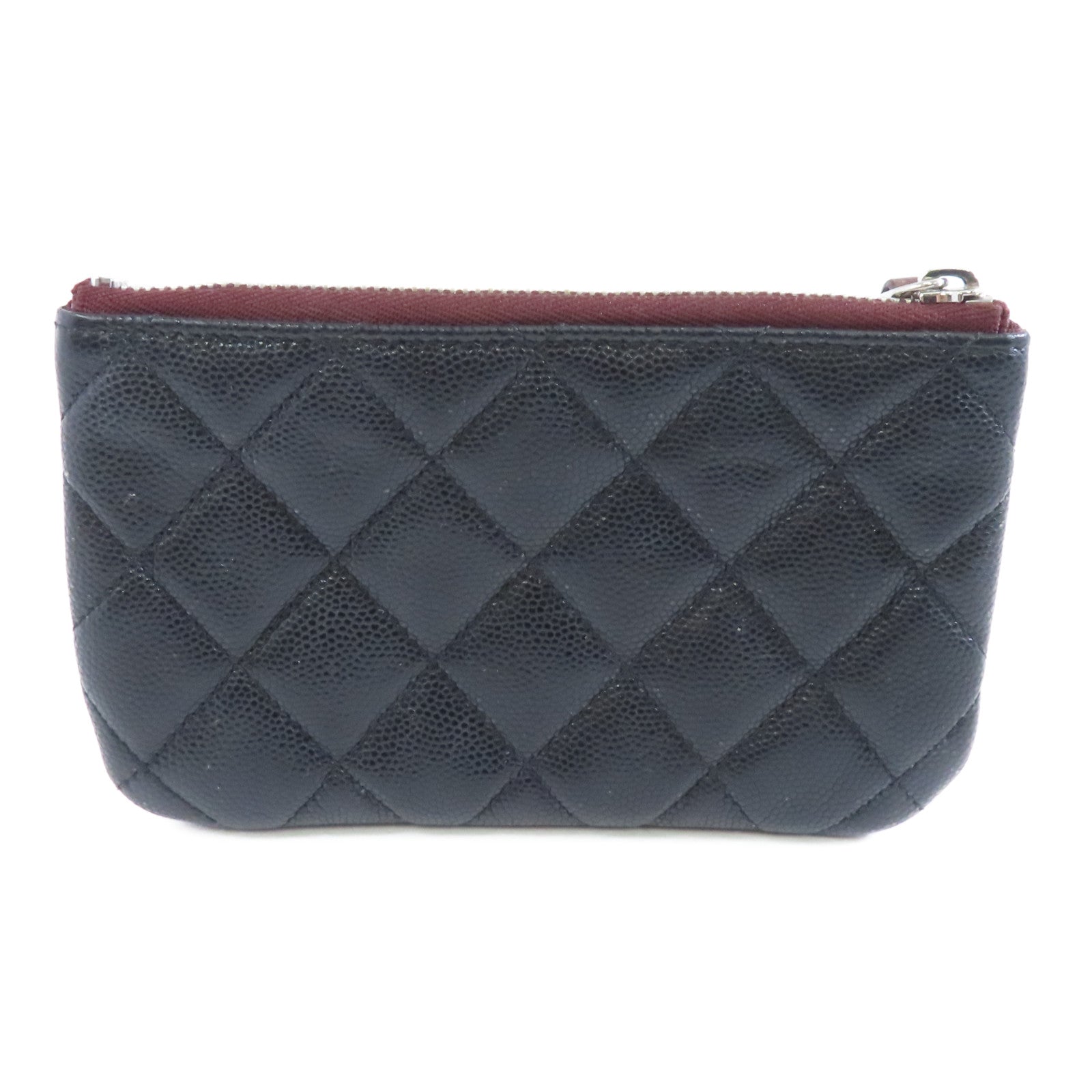 CHANEL 菱格Caviar皮革Coin Purse銀扣零錢包黑色