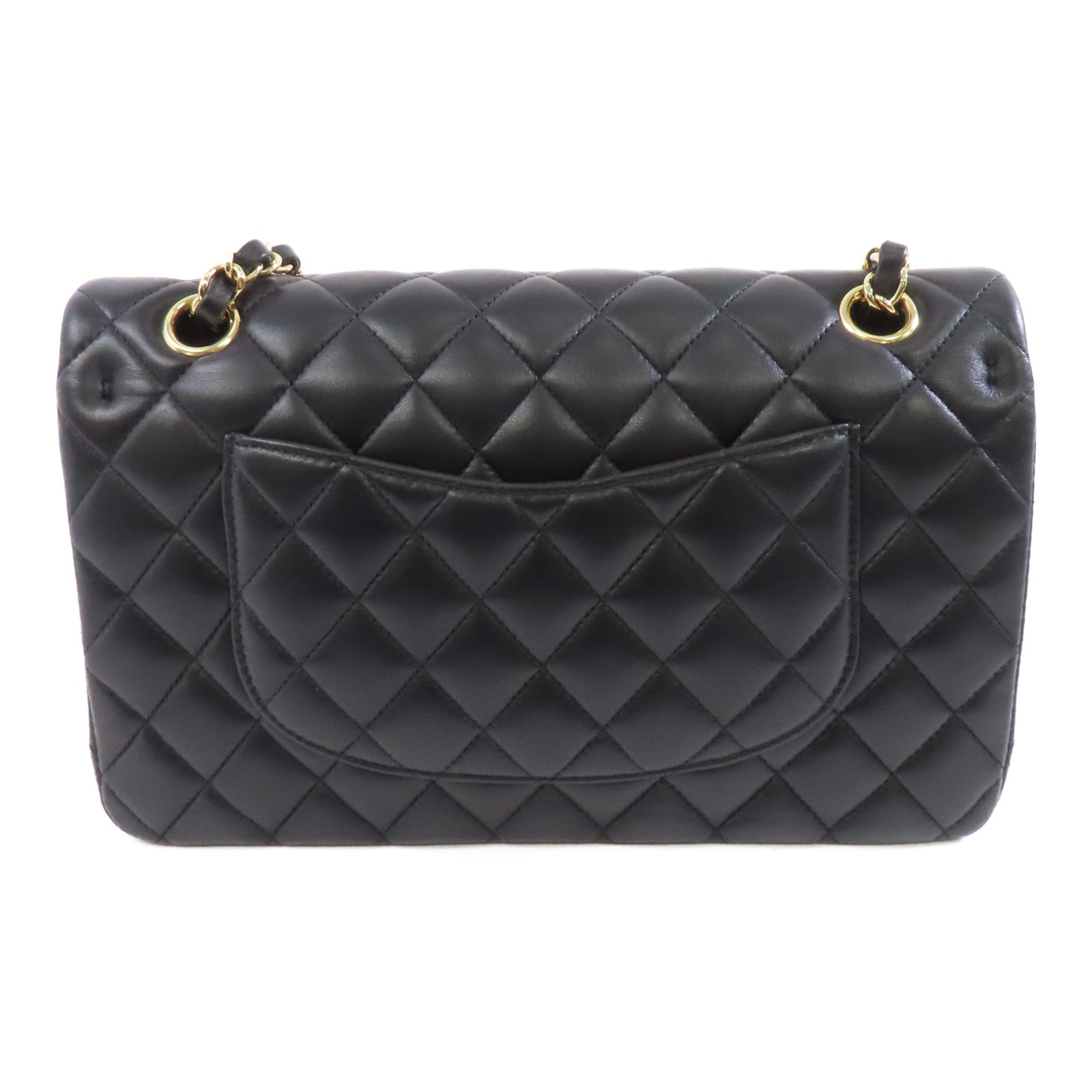 CHANEL 菱格羊皮皮革Classic Flap 25金扣鏈帶肩背袋黑色