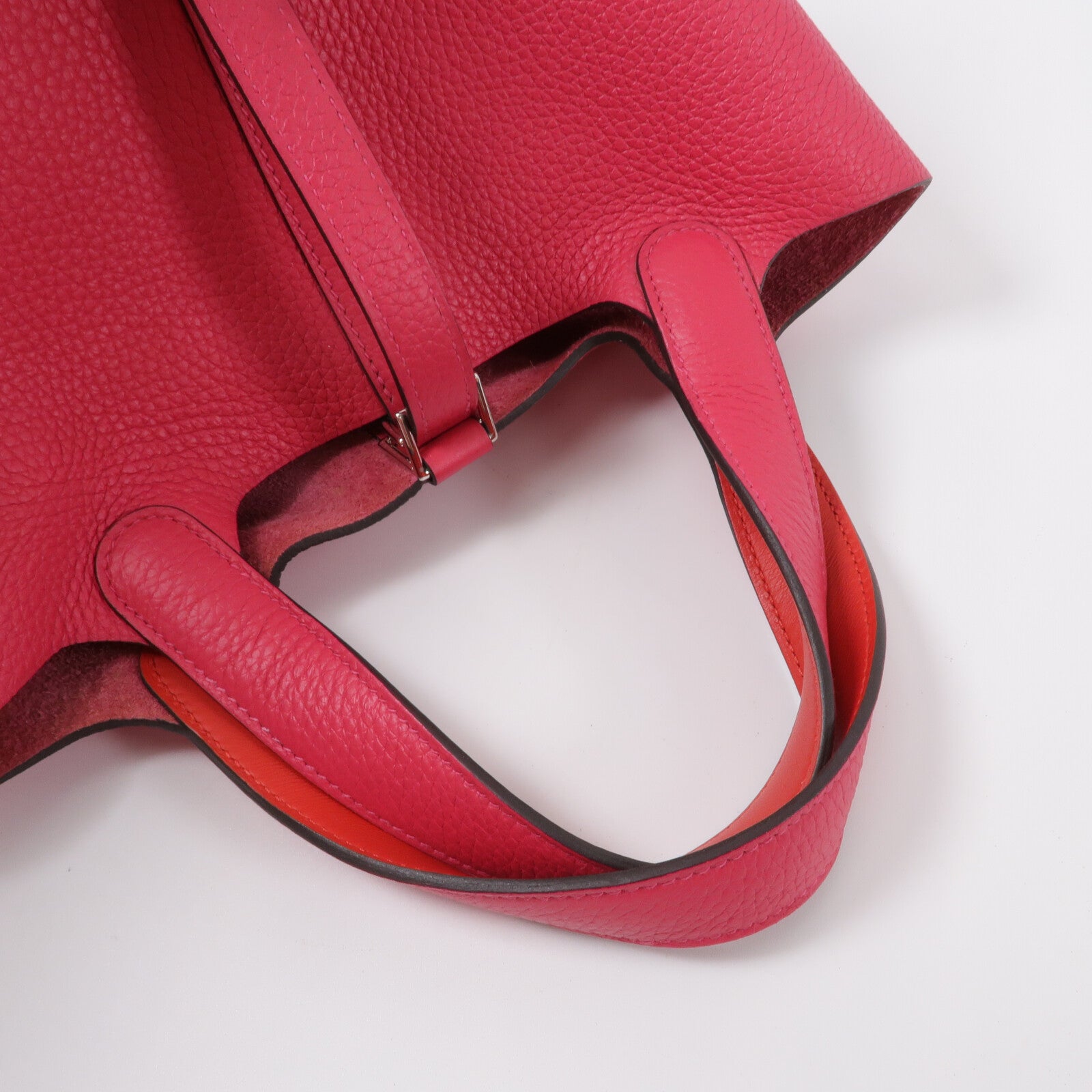 HERMES Clemence皮革Picotin PM手挽袋Rose Mexico
