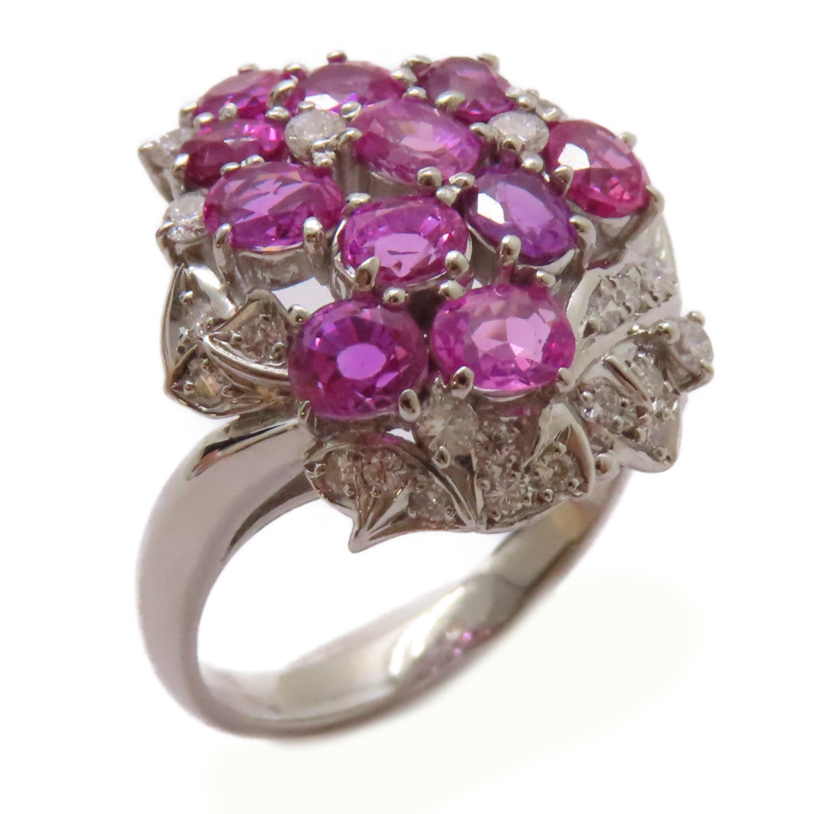 JEWELRY 【激減優惠】PT900鉑金/2.88ct粉紅藍寶石/0.43ct鑚石Pink Sapphire Ring戒指US#6.5