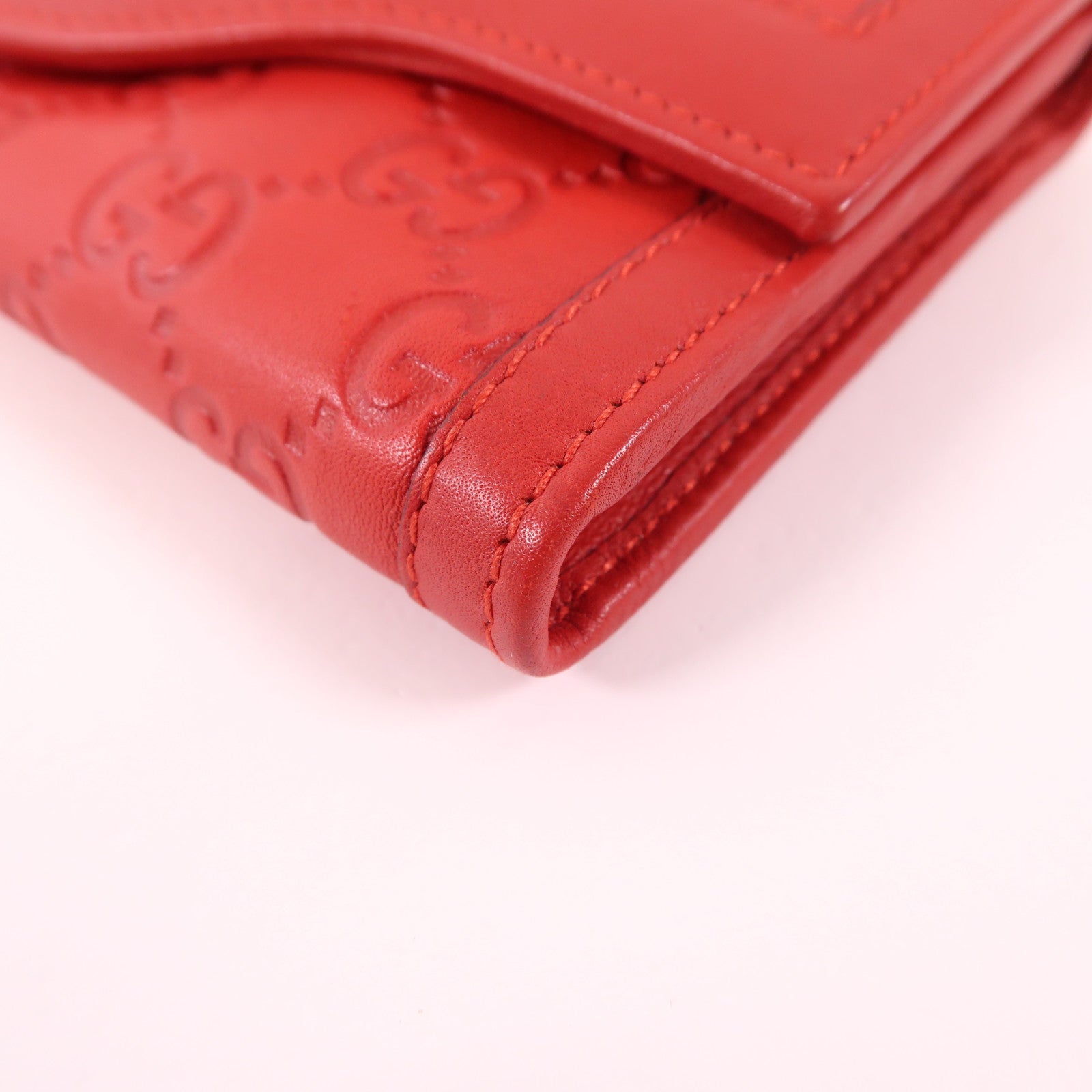 GUCCI GG GHW Long Wallet 282434 Calfskin Leather Red