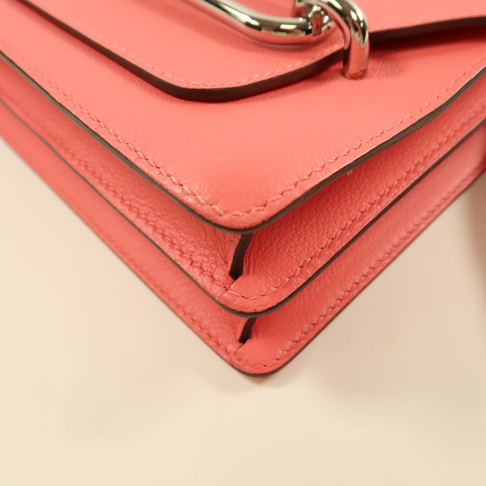 HERMES Evercolor皮革Roulis 23金扣肩背袋Rose Azalee杜鵑粉