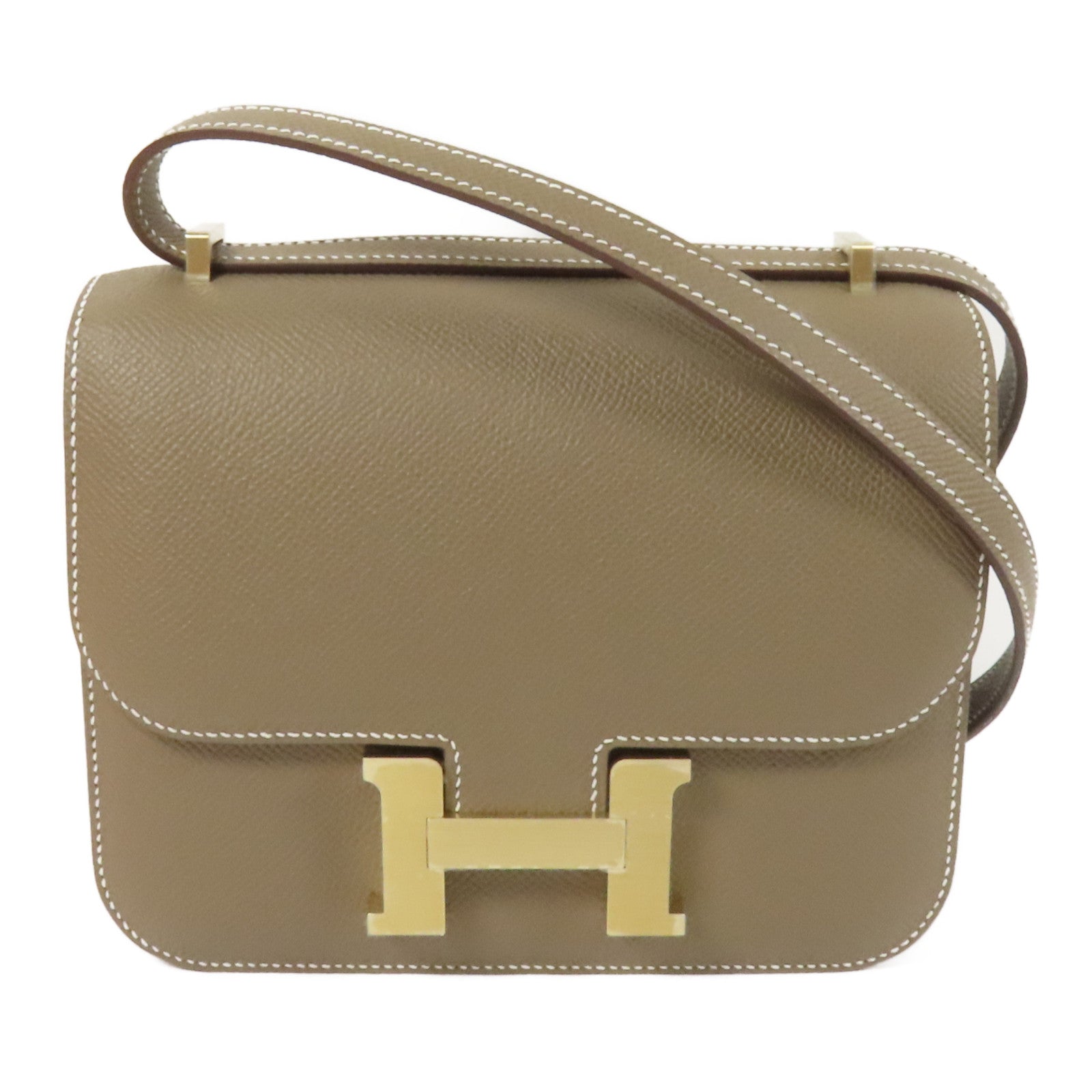 HERMES Epsom皮革Constance Mini金扣肩背袋Etoupe