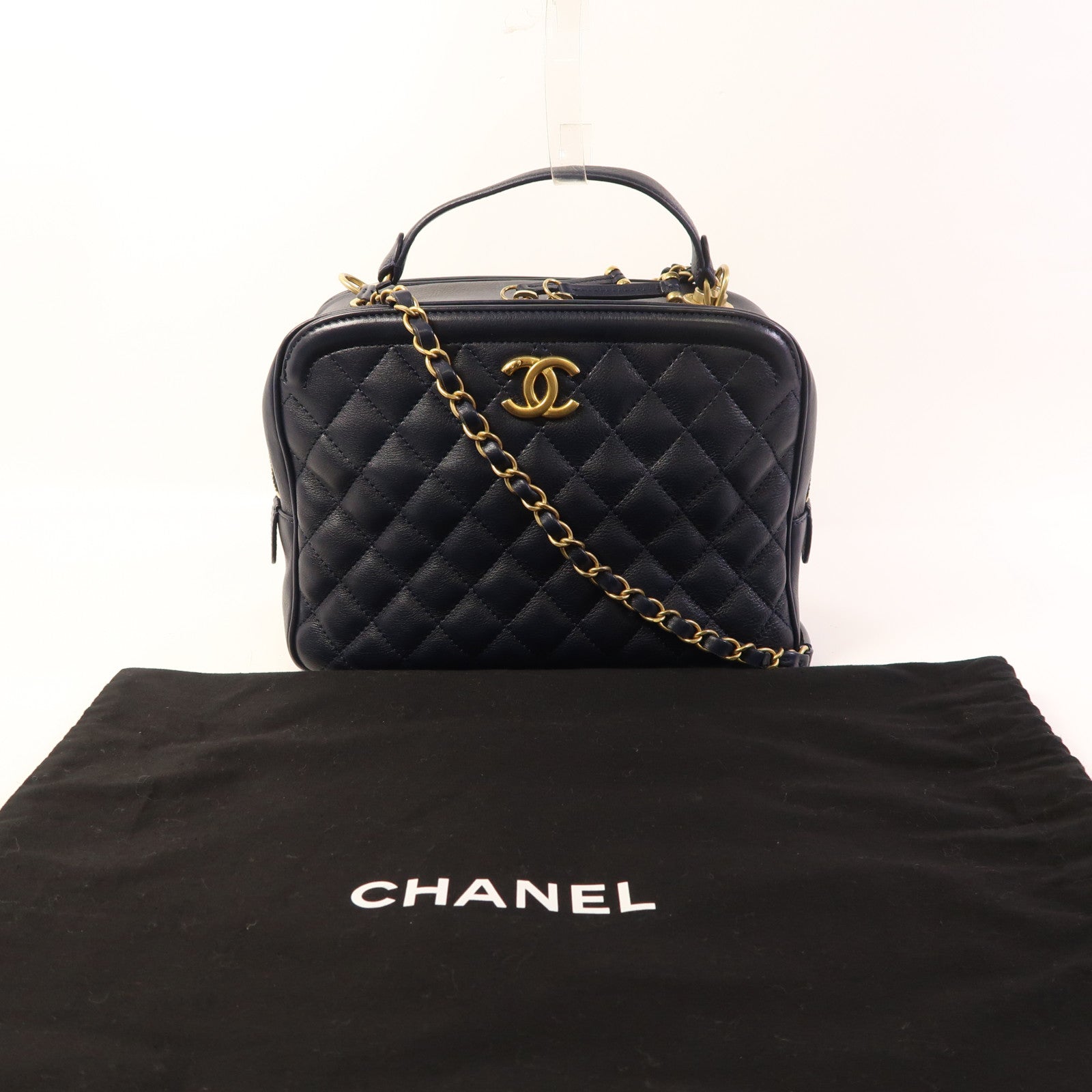 CHANEL 牛皮皮革2 Way Shoulder金扣手挽肩背兩用袋