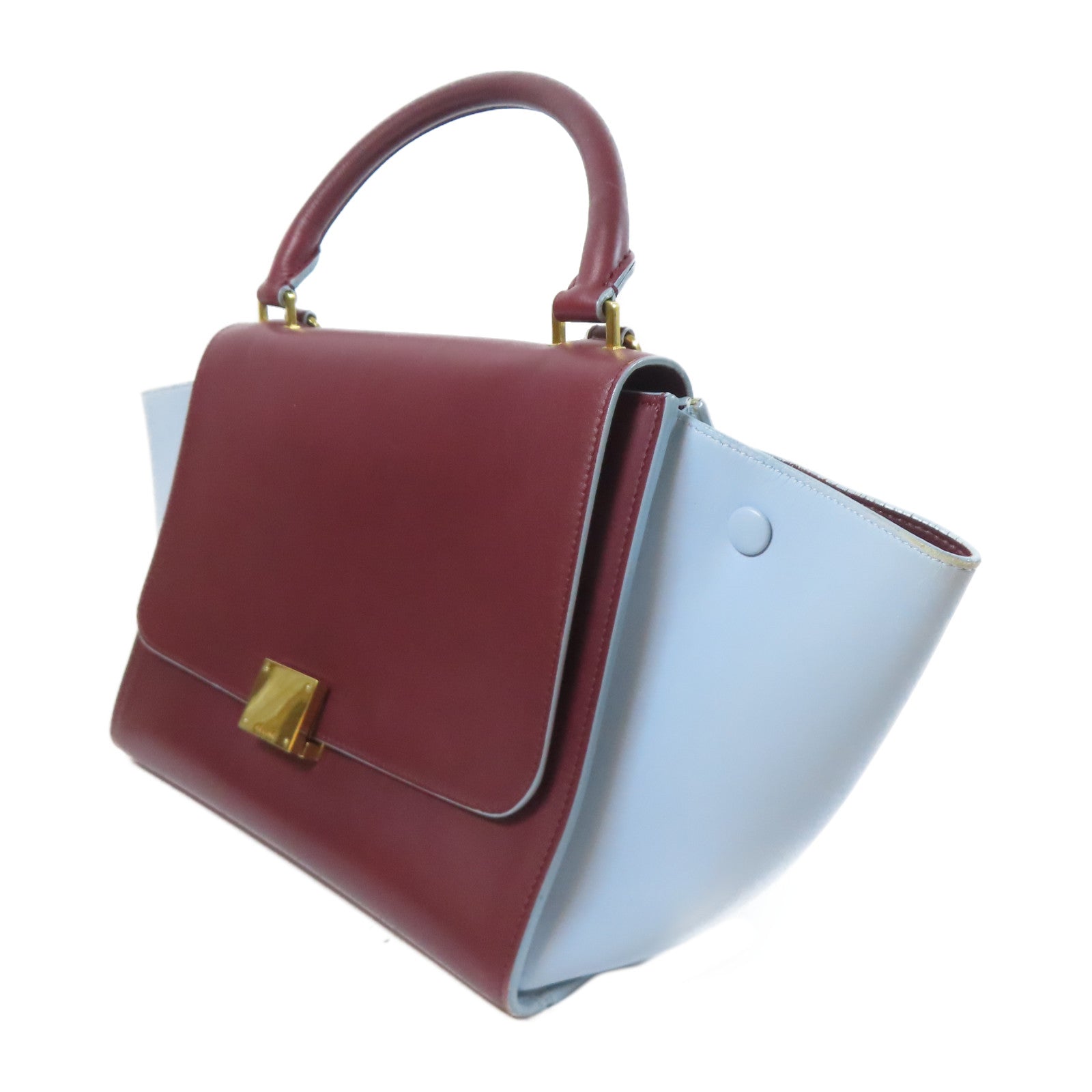 CELINE 【激減優惠】牛皮皮革Shoulder Bag金扣手挽肩背兩用袋啡色/藍色