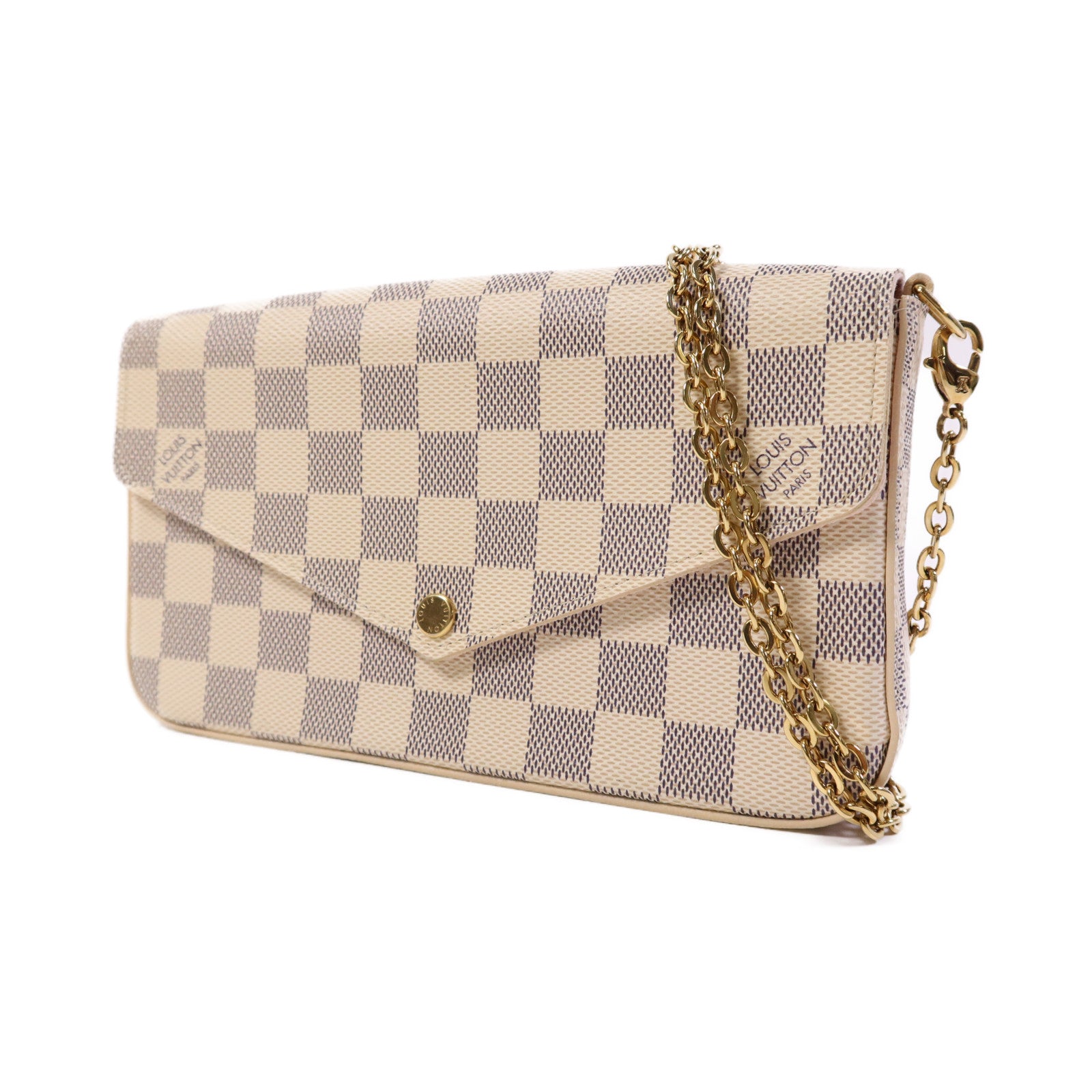 LOUIS VUITTON 【激減優惠】Damier Azur Felicie Pochette金扣肩背袋