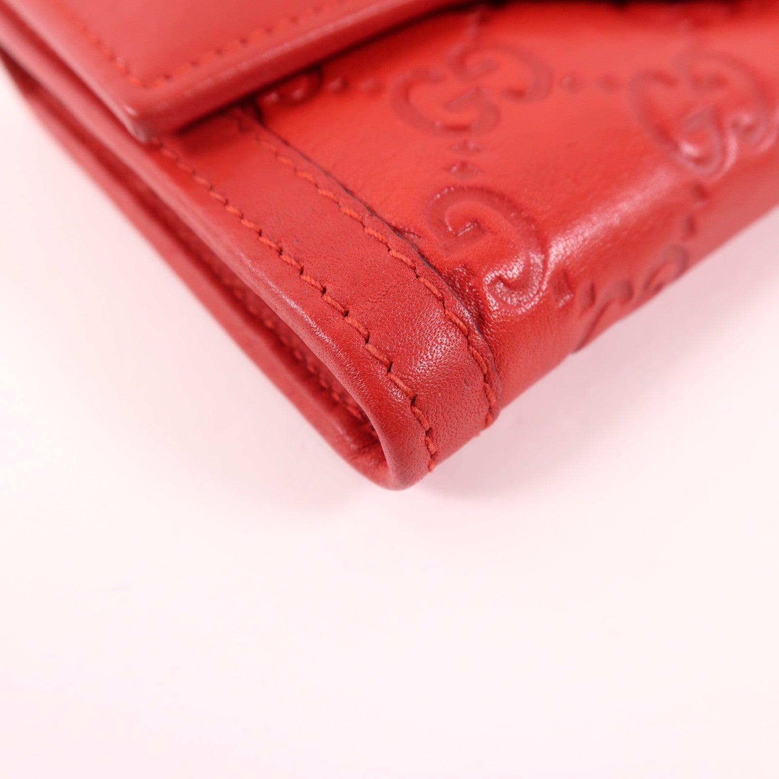 GUCCI GG GHW Long Wallet 282434 Calfskin Leather Red