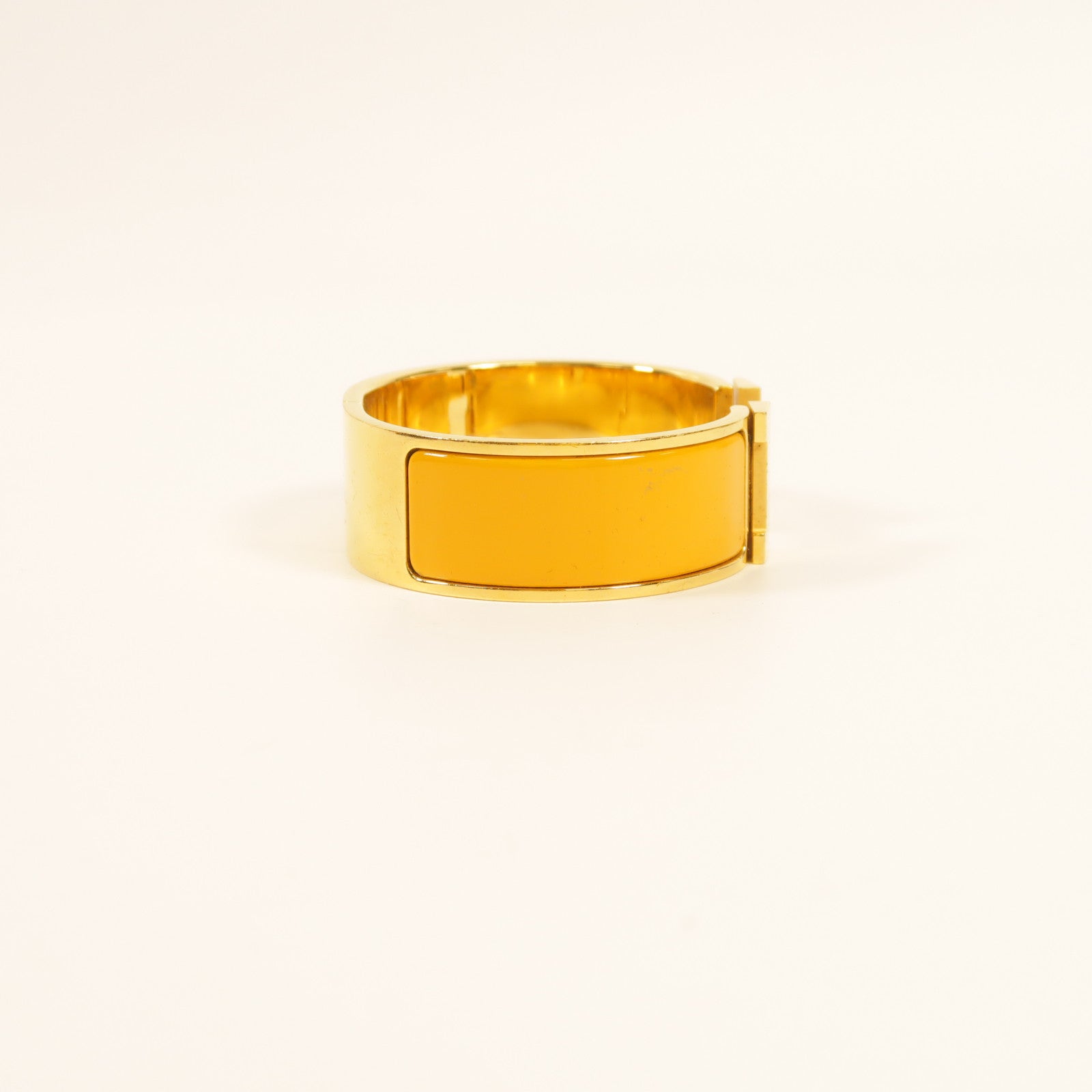 HERMES GHW Clic-Clac H Bracelet Enamel/Metal Orange