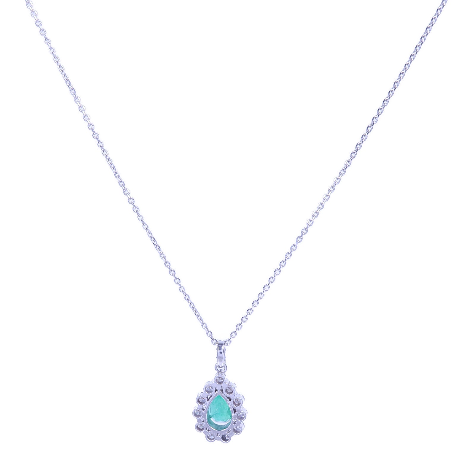 JEWELRY PT900/PT850鉑金Emerald Diamond Necklace綠寶石/鑽石項鍊