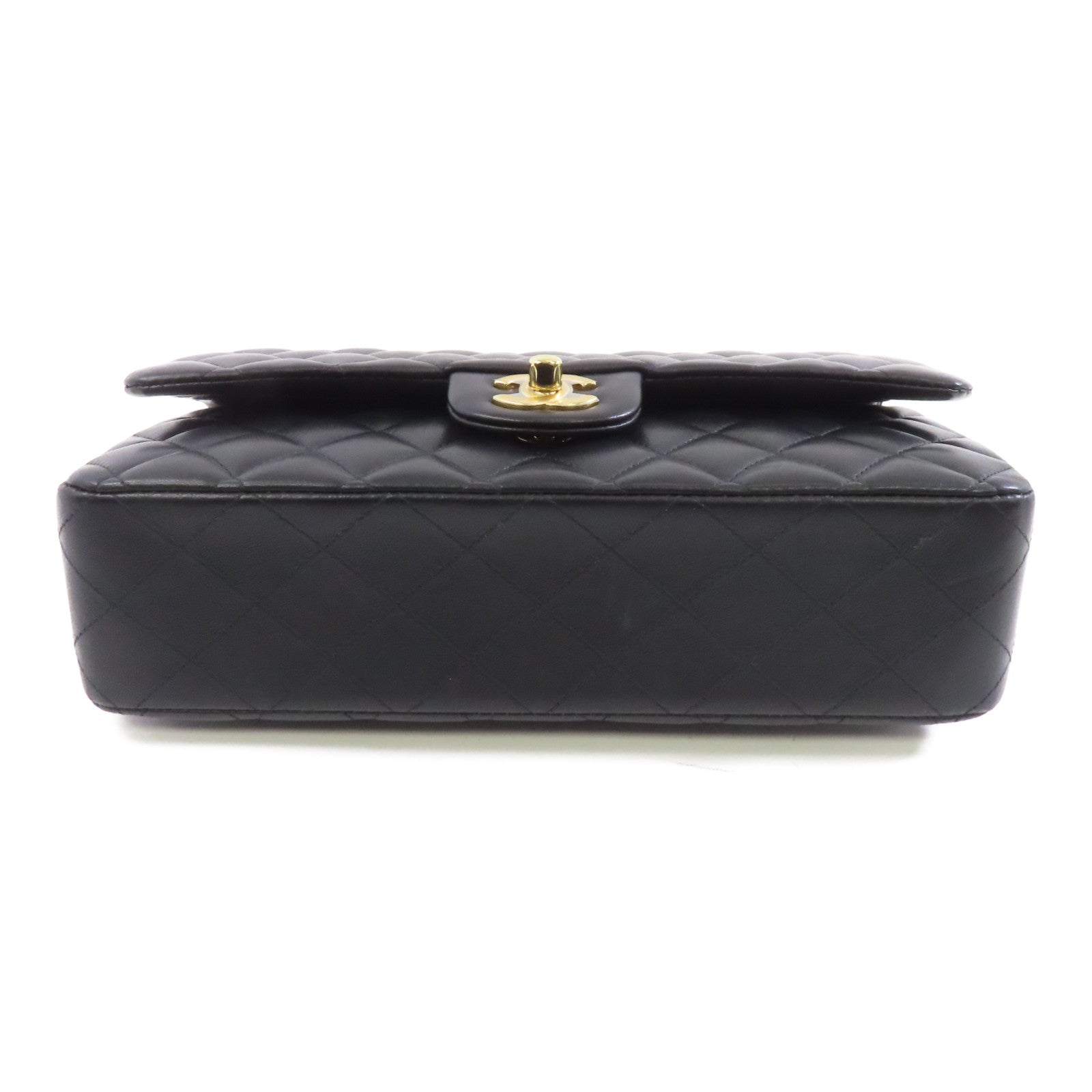 CHANEL 菱格羊皮皮革Classic Flap 25金扣鏈帶肩背袋黑色
