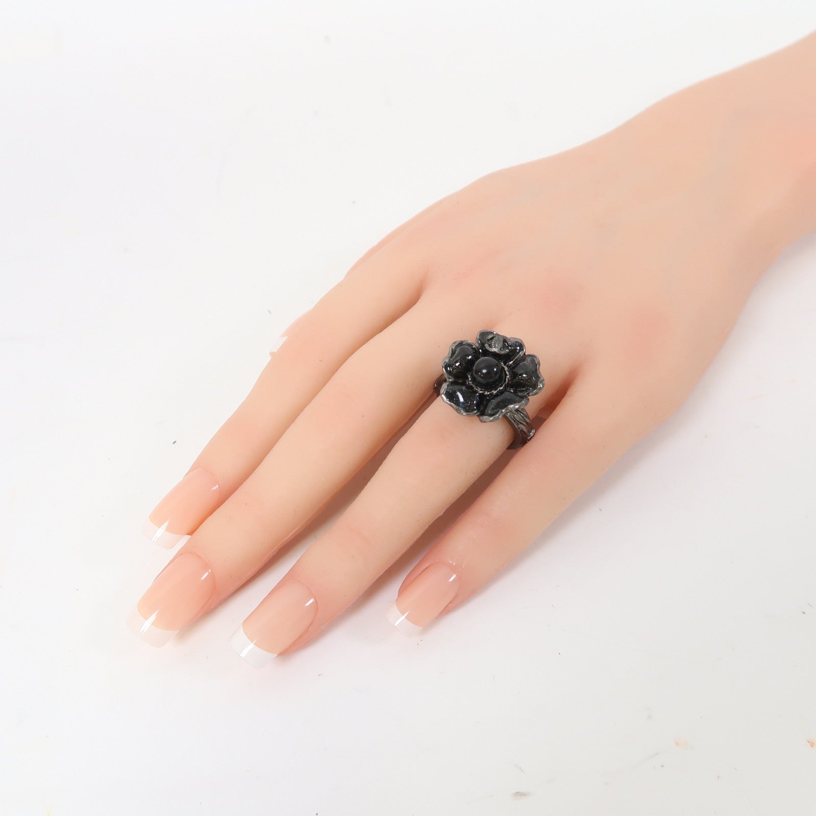 CHANEL 金屬Ring戒指黑色/灰色US#6.5