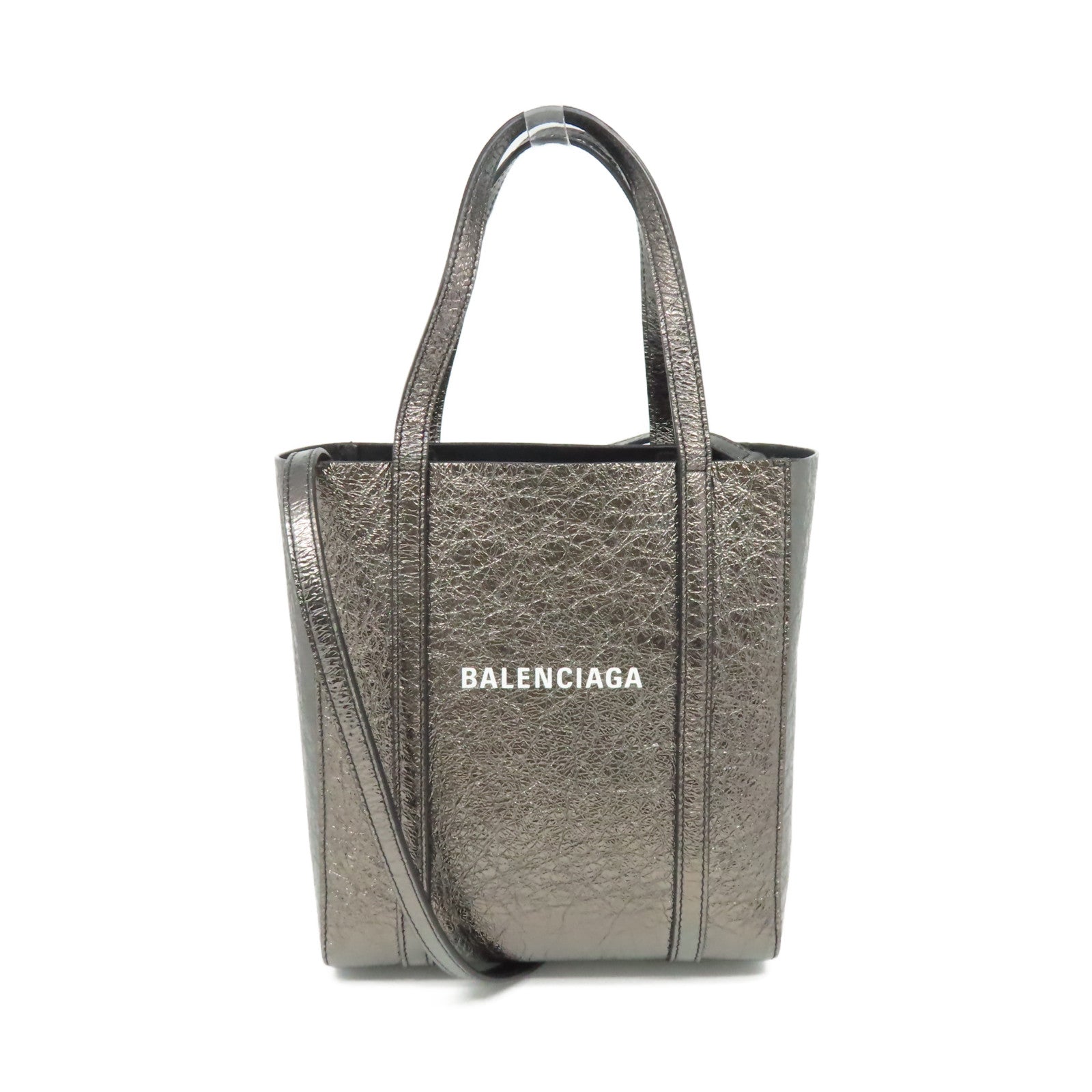 BALENCIAGA 【激減優惠】牛皮皮革Everyday XXS Tote 2Way Shoulder Bag手挽肩背兩用袋碳灰銀色