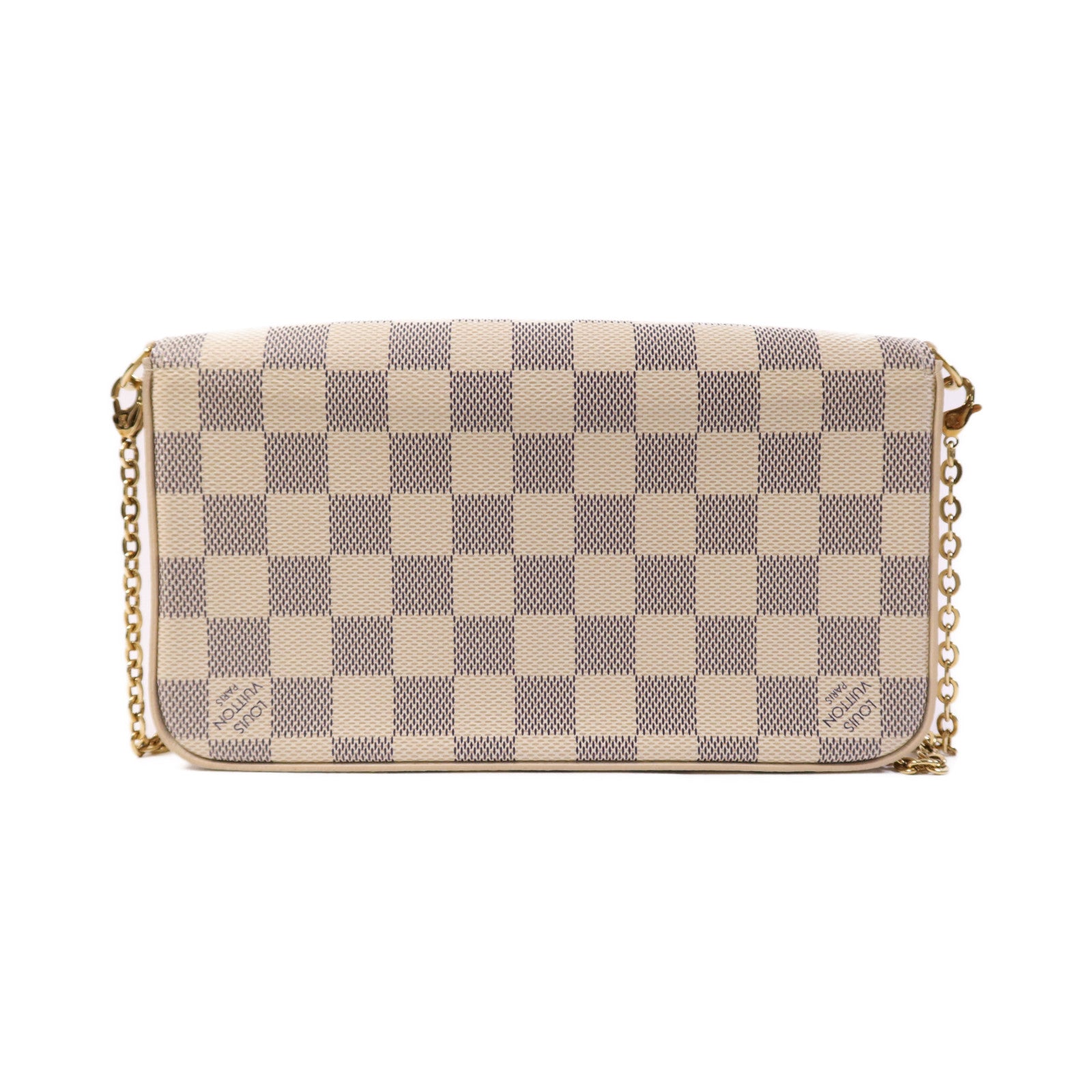 LOUIS VUITTON 【激減優惠】Damier Azur Felicie Pochette金扣肩背袋