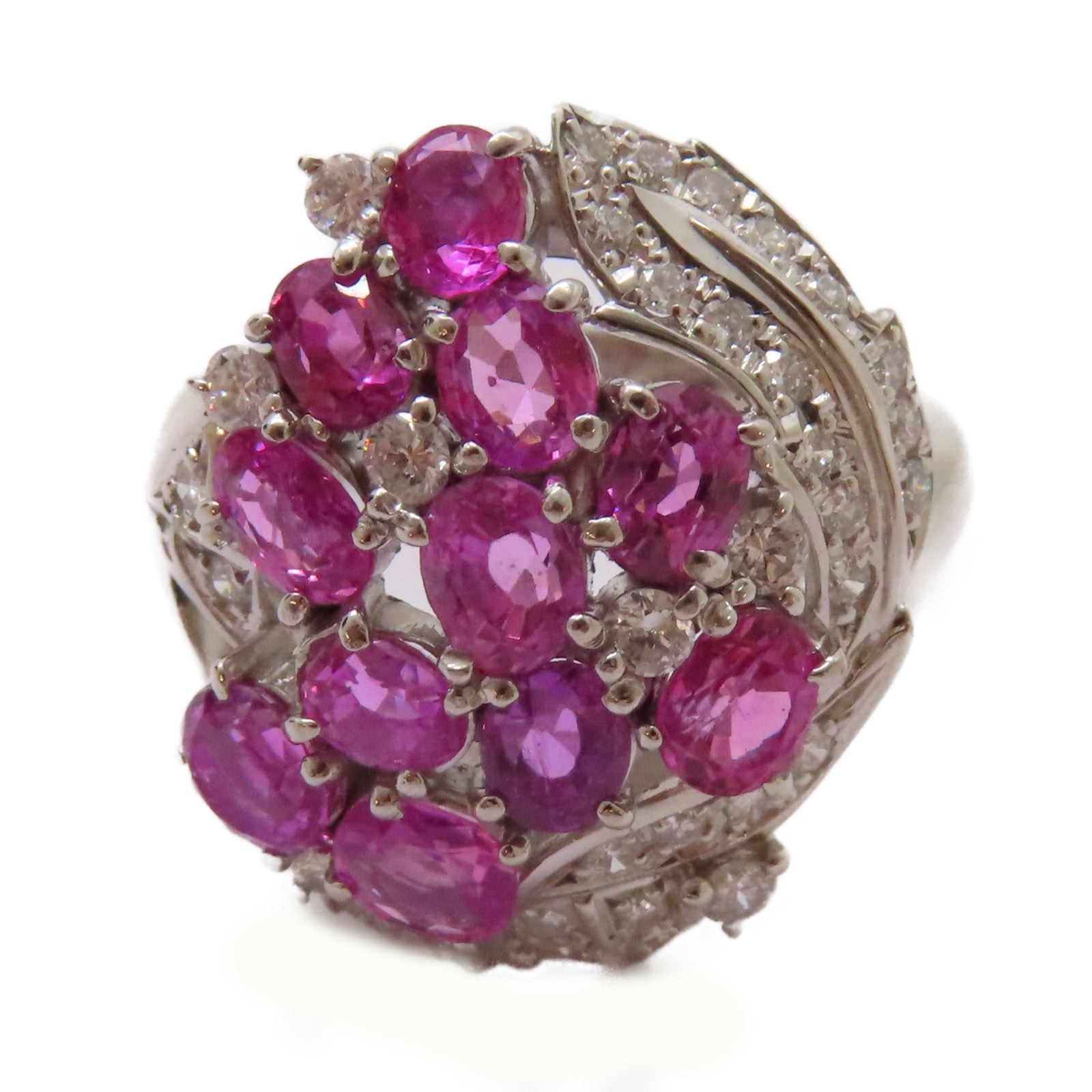 JEWELRY 【激減優惠】PT900鉑金/2.88ct粉紅藍寶石/0.43ct鑚石Pink Sapphire Ring戒指US#6.5