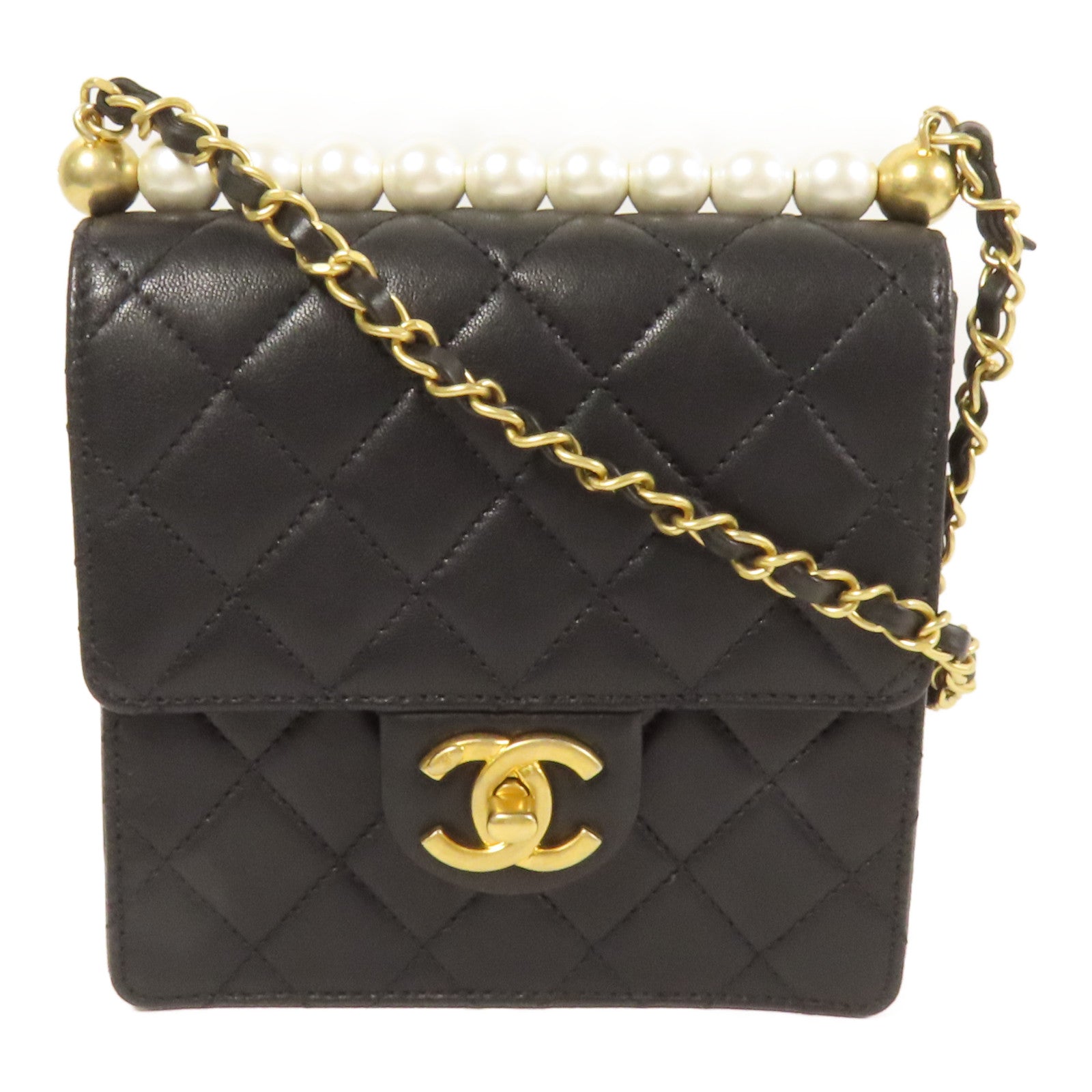 CHANEL 【激減優惠】牛皮皮革Chain Shoulder金扣肩背袋