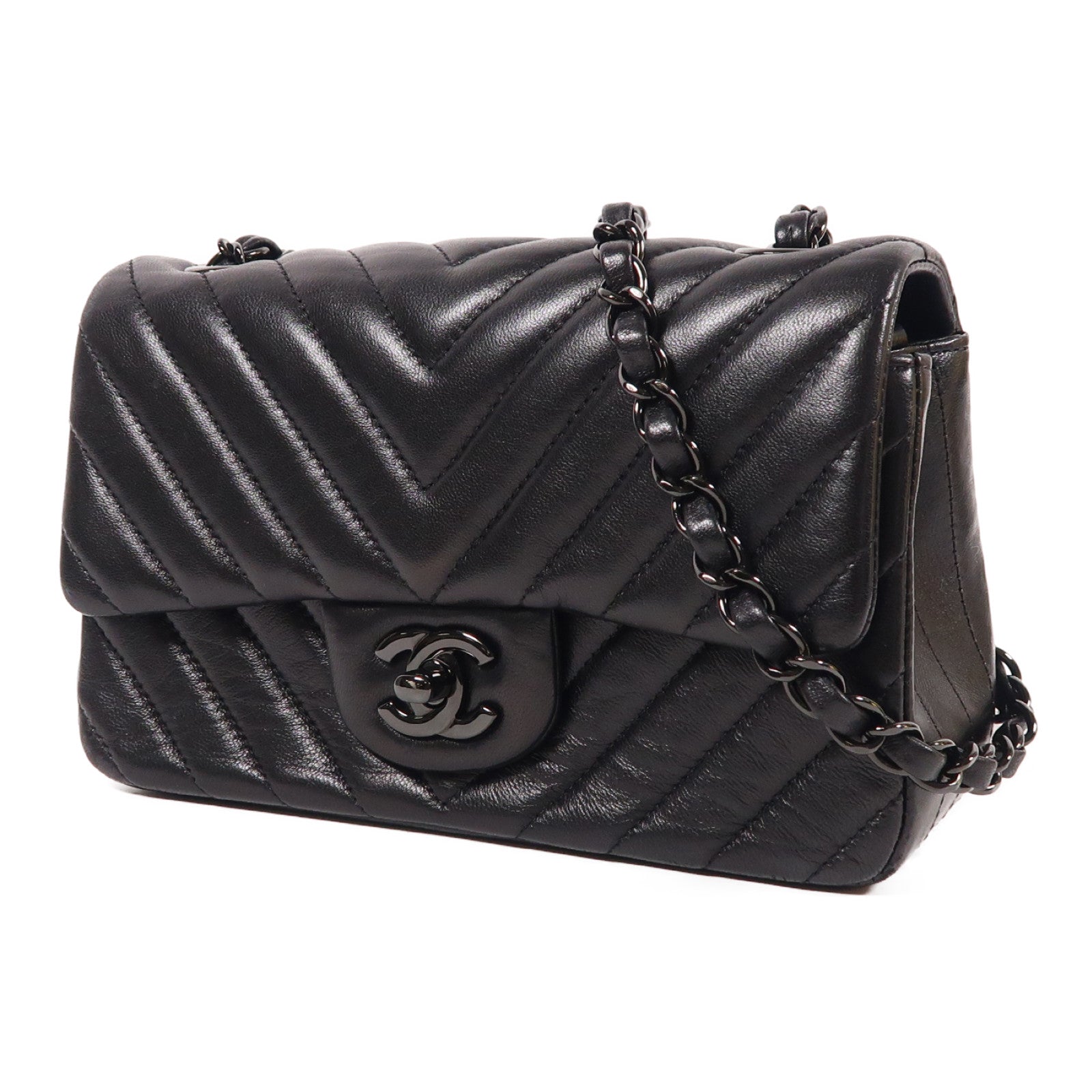CHANEL 羊皮皮革Mini Classic 20鏈帶肩背袋黑色