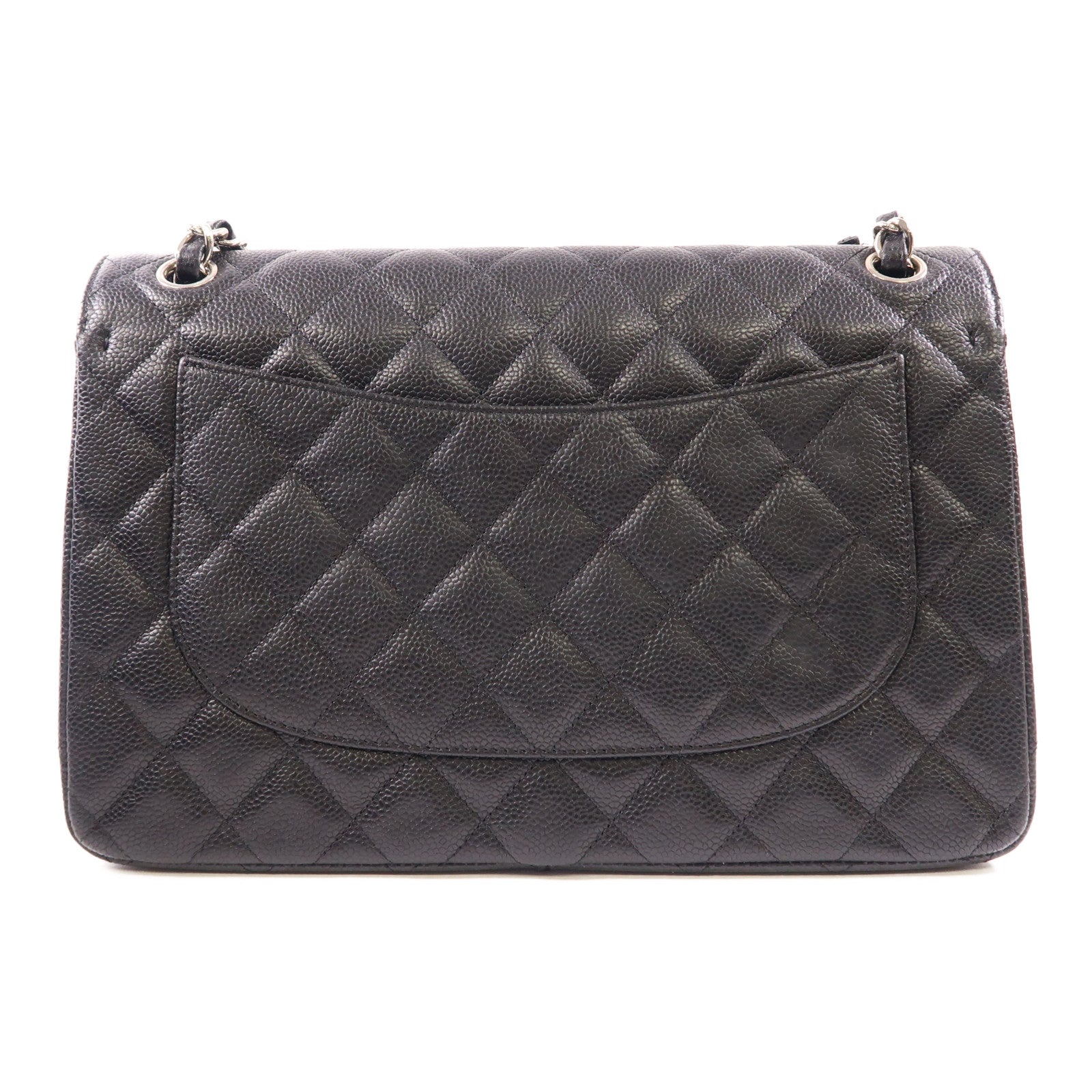 CHANEL 牛皮皮革Large Classic銀扣鏈帶肩背袋