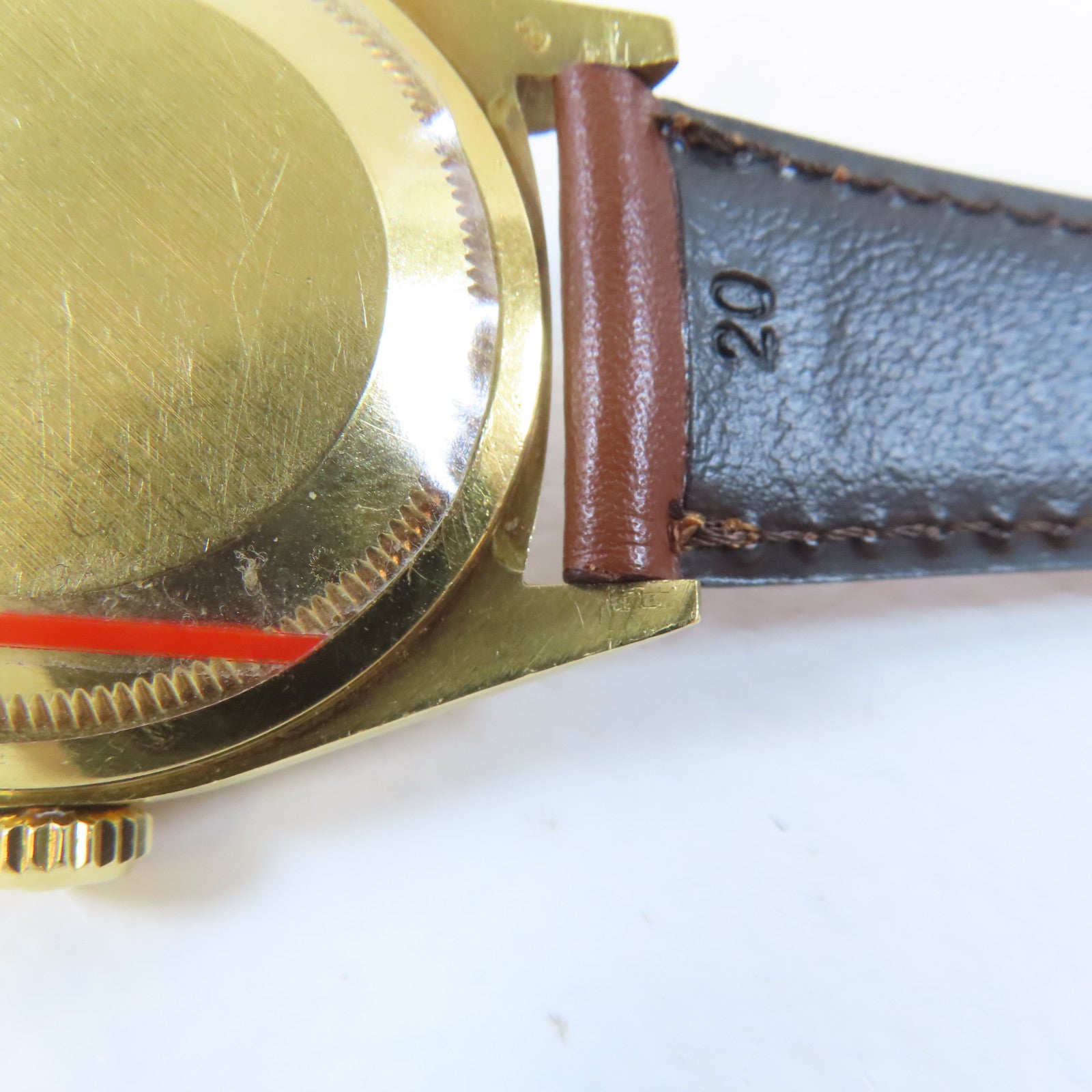ROLEX Datejust18K黃金/皮革手錶自動機芯藍色#19cm