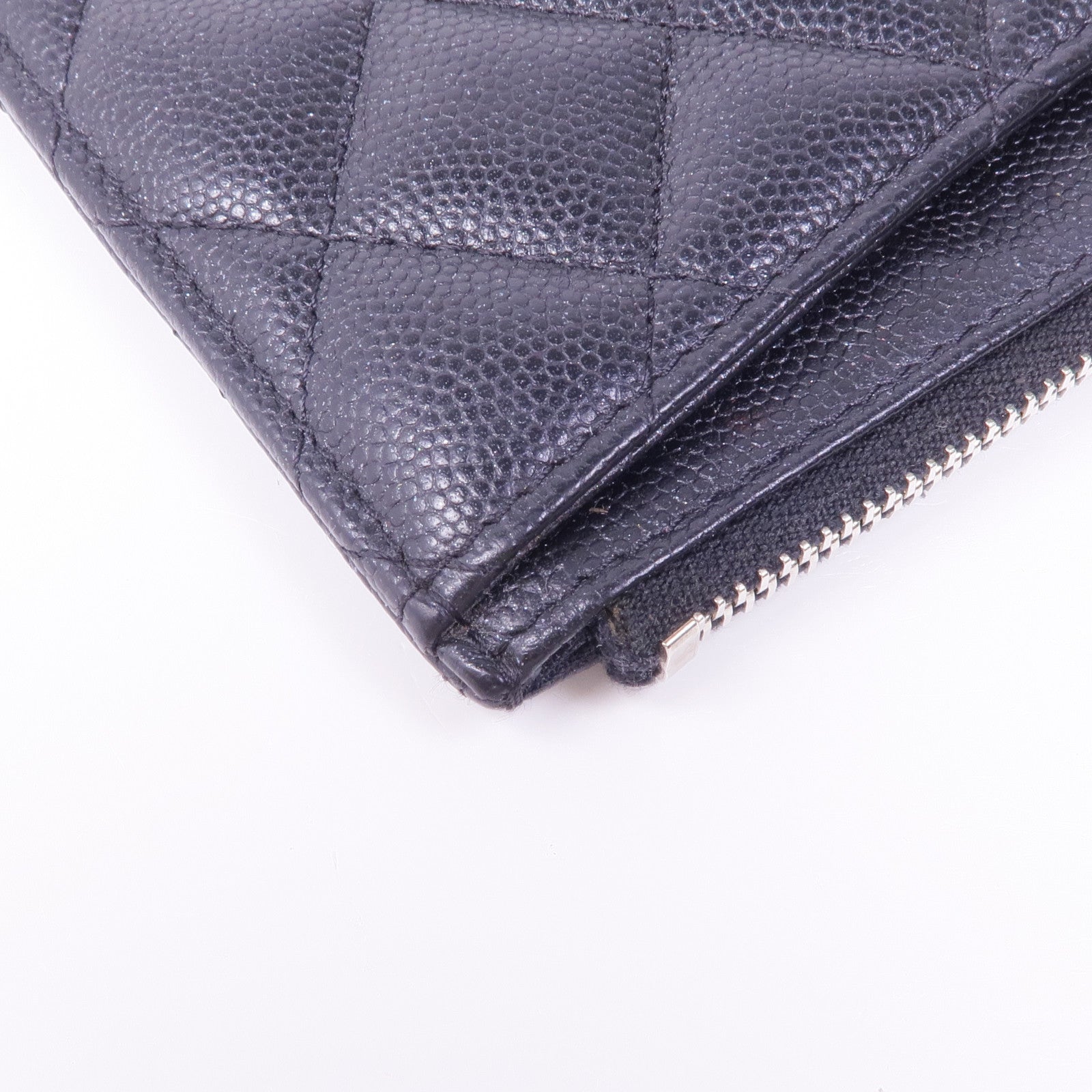 CHANEL 牛皮皮革Zipped Wallet銀扣長錢包