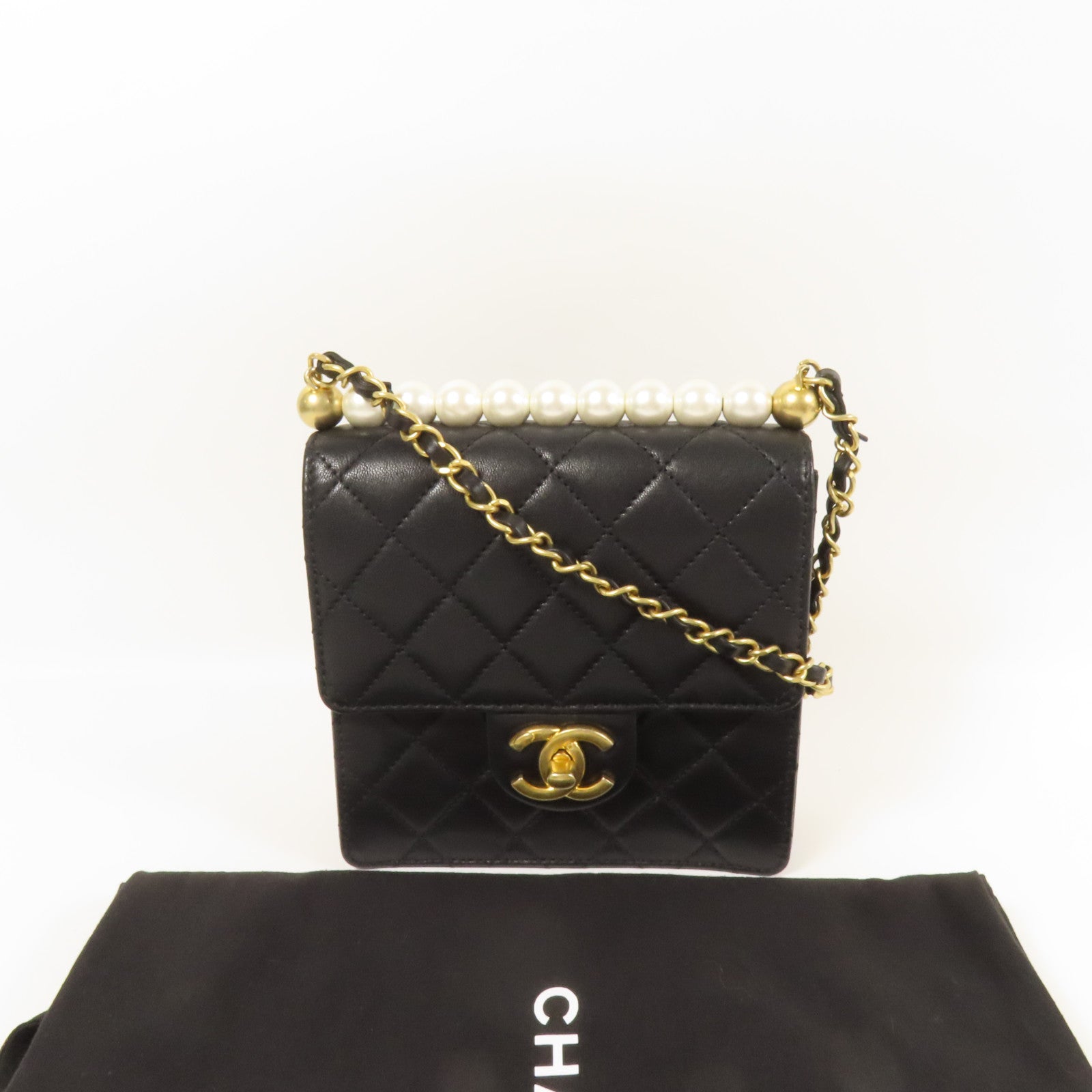 CHANEL 【激減優惠】牛皮皮革Chain Shoulder金扣肩背袋