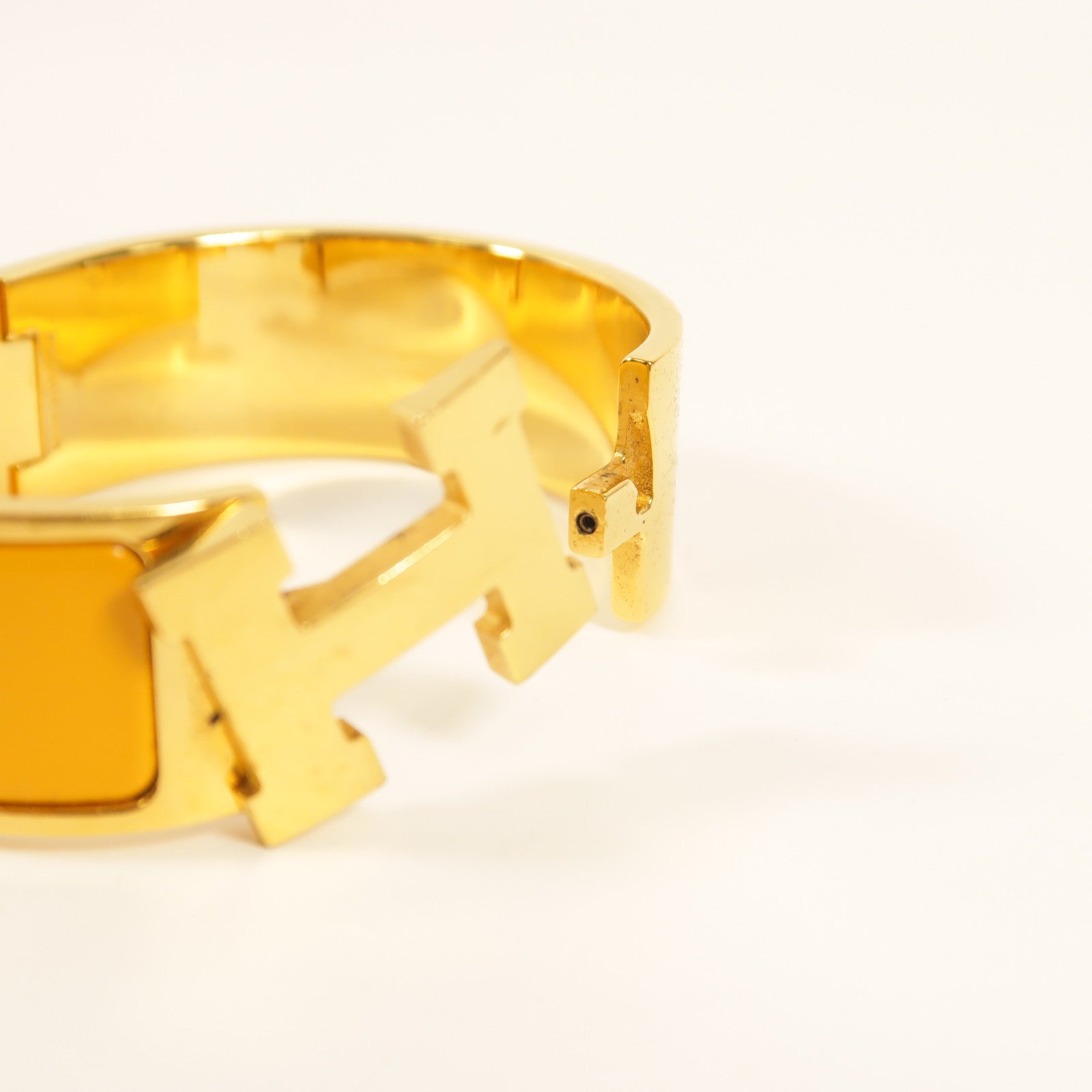 HERMES GHW Clic-Clac H Bracelet Enamel/Metal Orange