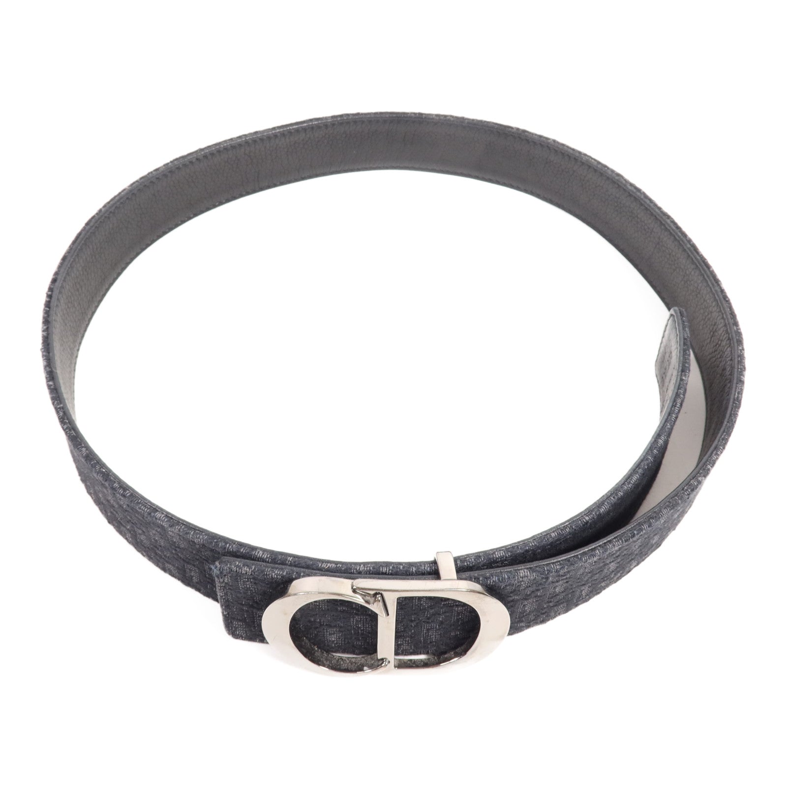 Dior 帆布/皮革Belt銀扣皮帶