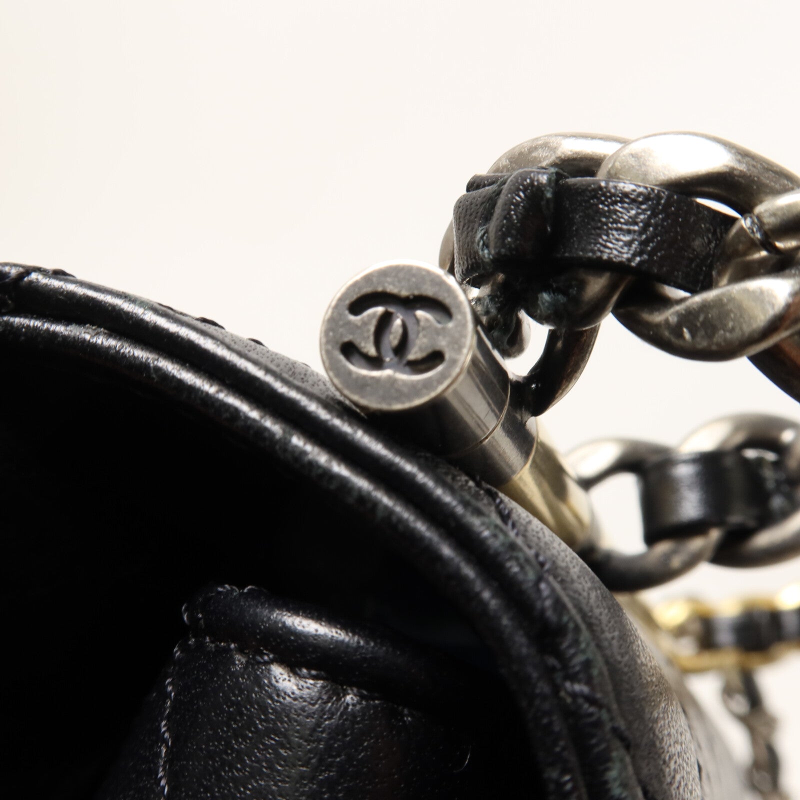 CHANEL 羊皮皮革Top Handle Flap鏈帶手挽肩背兩用袋