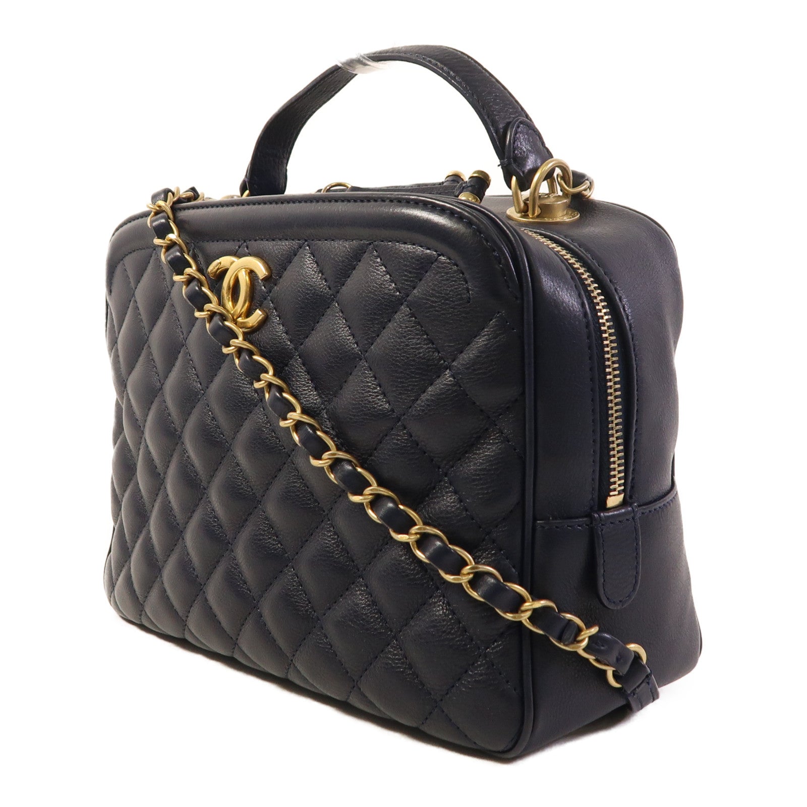 CHANEL 牛皮皮革2 Way Shoulder金扣手挽肩背兩用袋