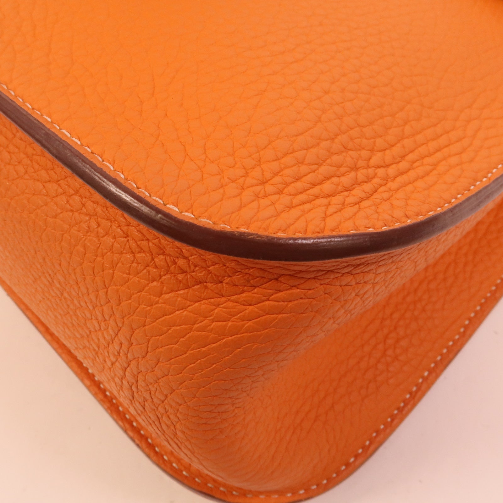 HERMES Clemence皮革Halzan 31手挽肩背兩用袋Orange