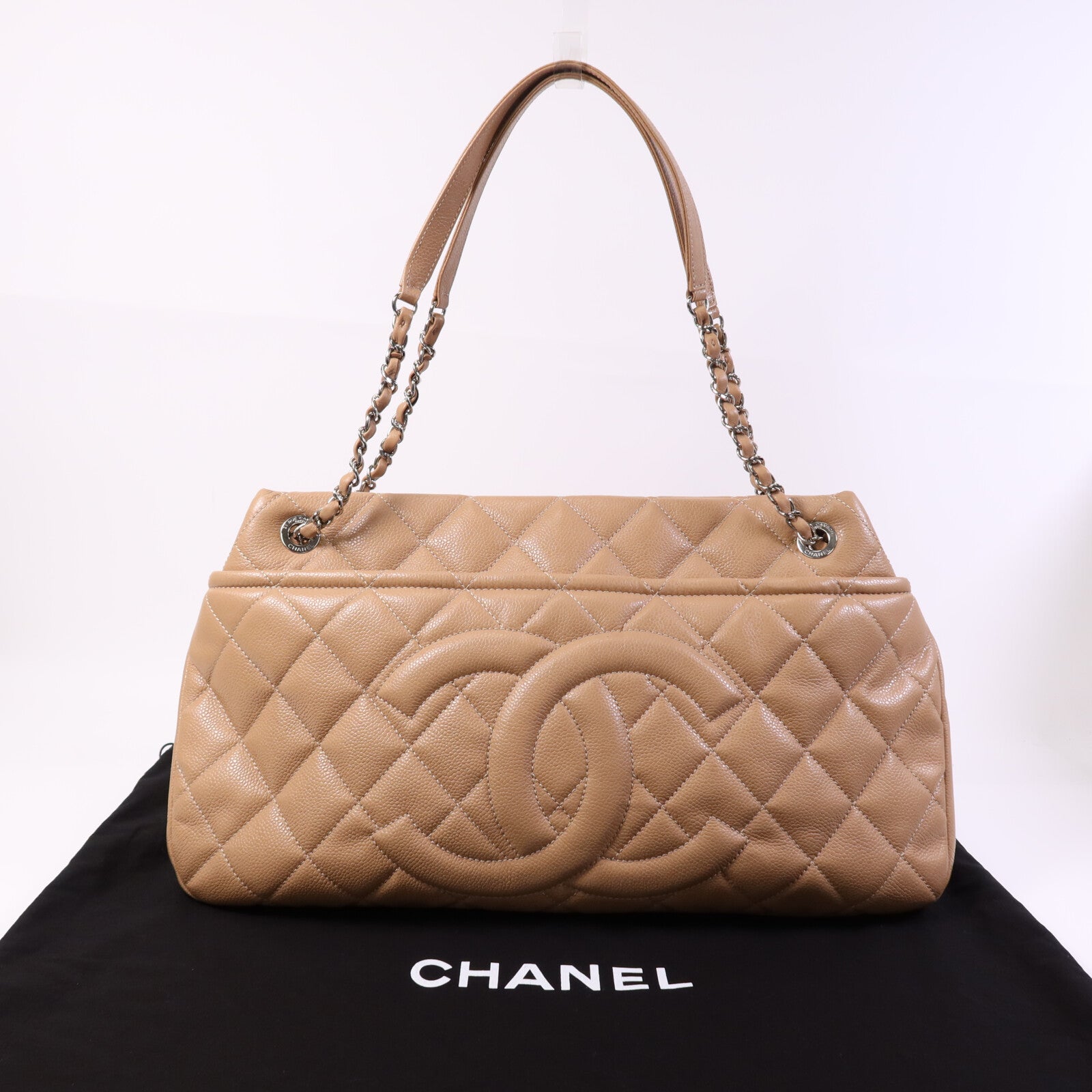 CHANEL 牛皮皮革CC Matelasse Shoulder Bag銀扣肩背袋