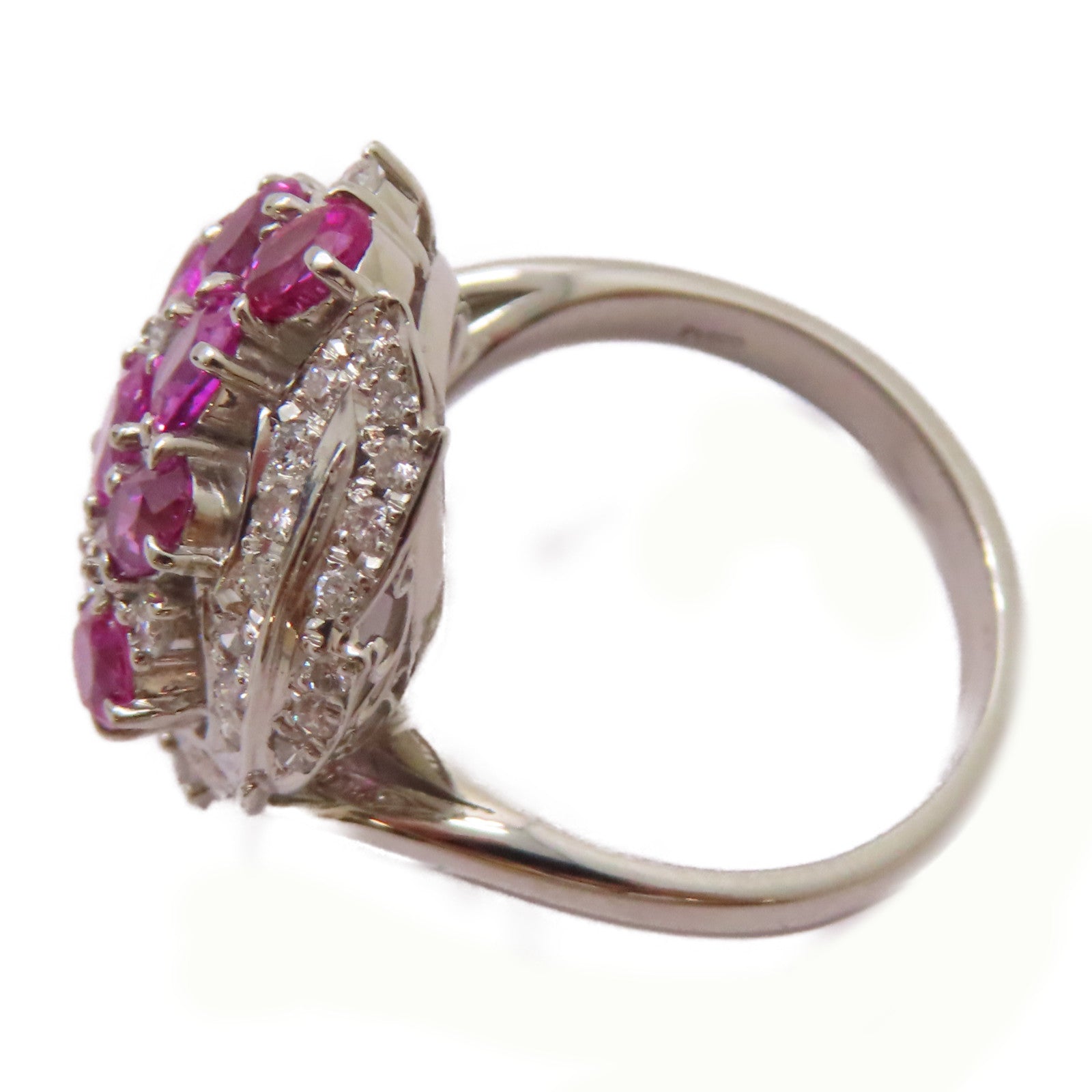 JEWELRY 【激減優惠】PT900鉑金/2.88ct粉紅藍寶石/0.43ct鑚石Pink Sapphire Ring戒指US#6.5