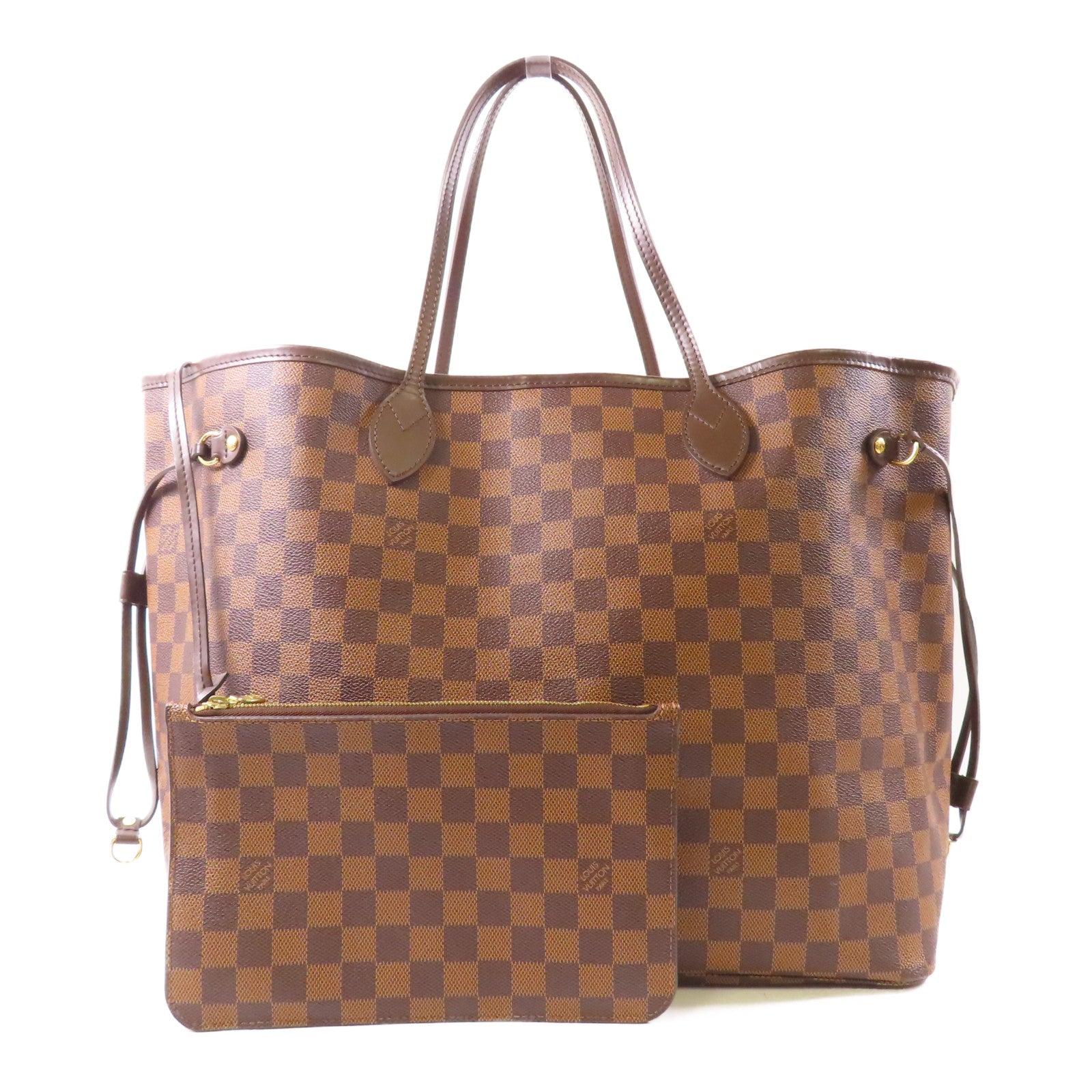 LOUIS VUITTON Damier Neverfull金扣肩背袋