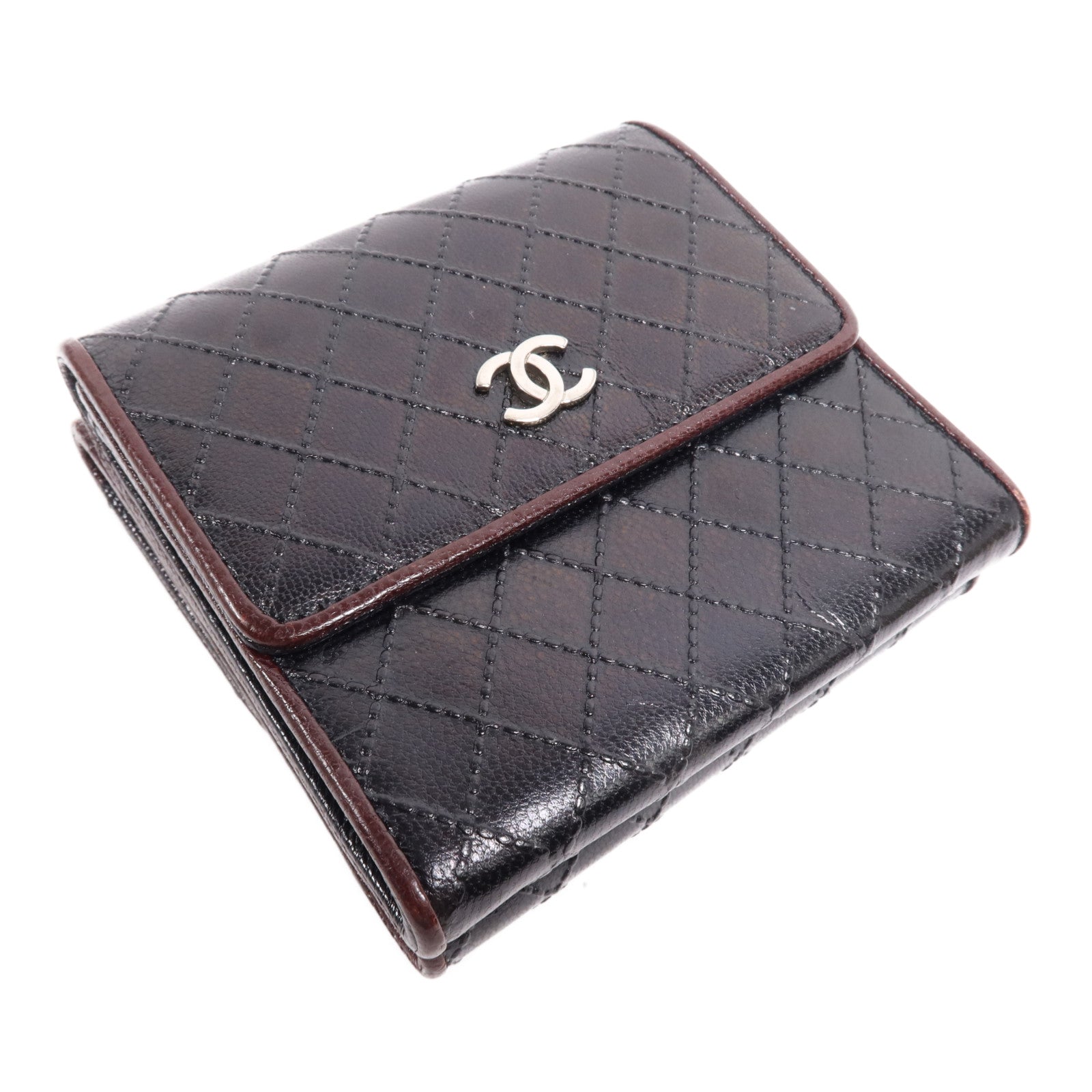 CHANEL 牛皮皮革Wallet銀扣錢包