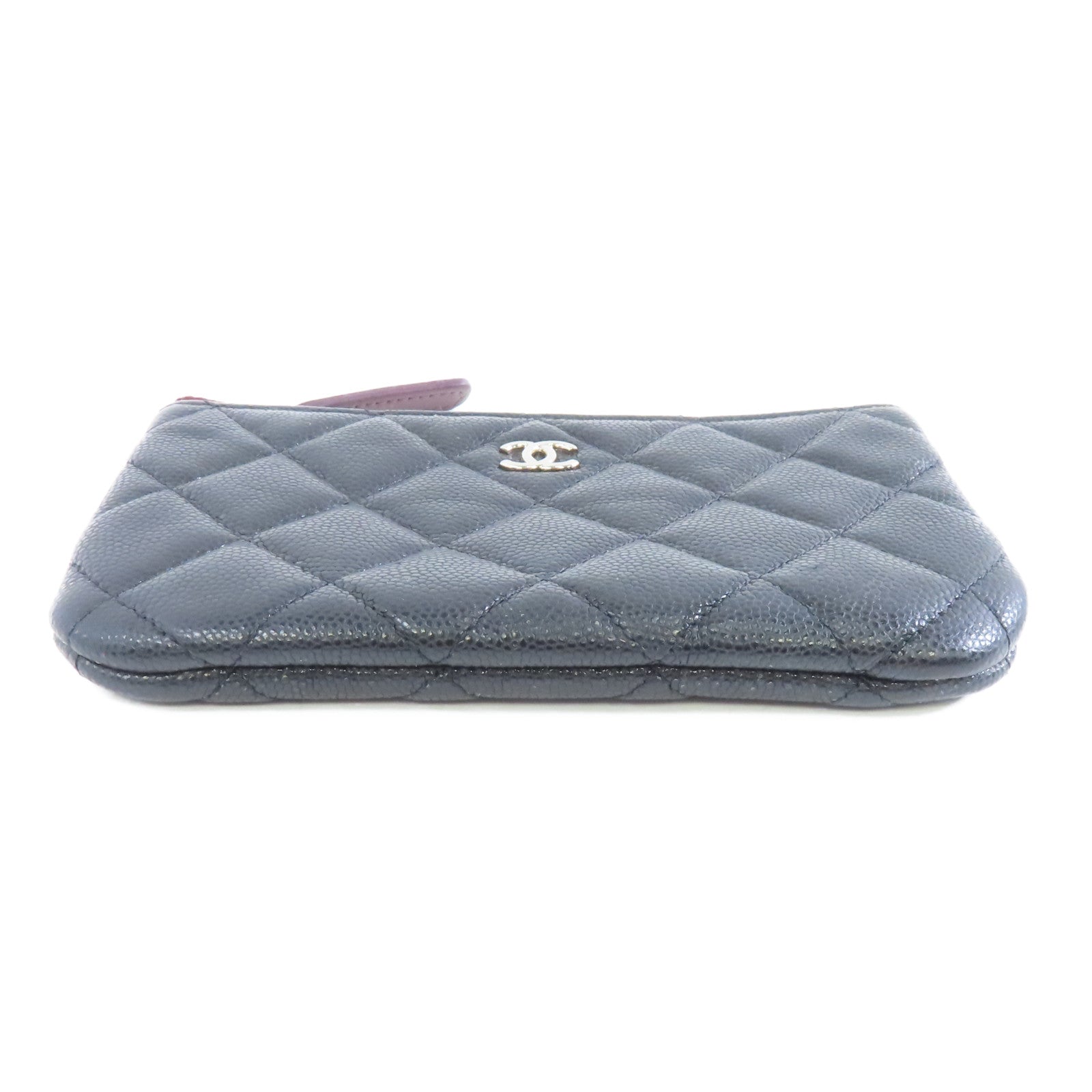 CHANEL 菱格Caviar皮革Coin Purse銀扣零錢包黑色