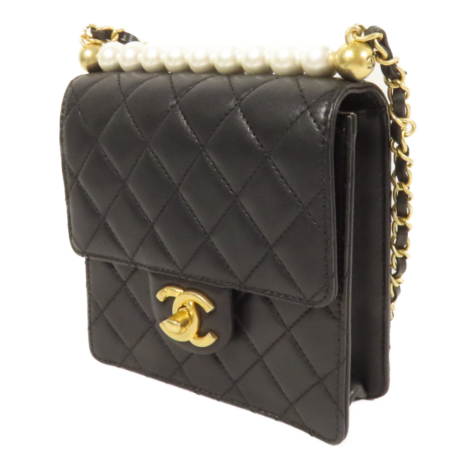 CHANEL 【激減優惠】牛皮皮革Chain Shoulder金扣肩背袋