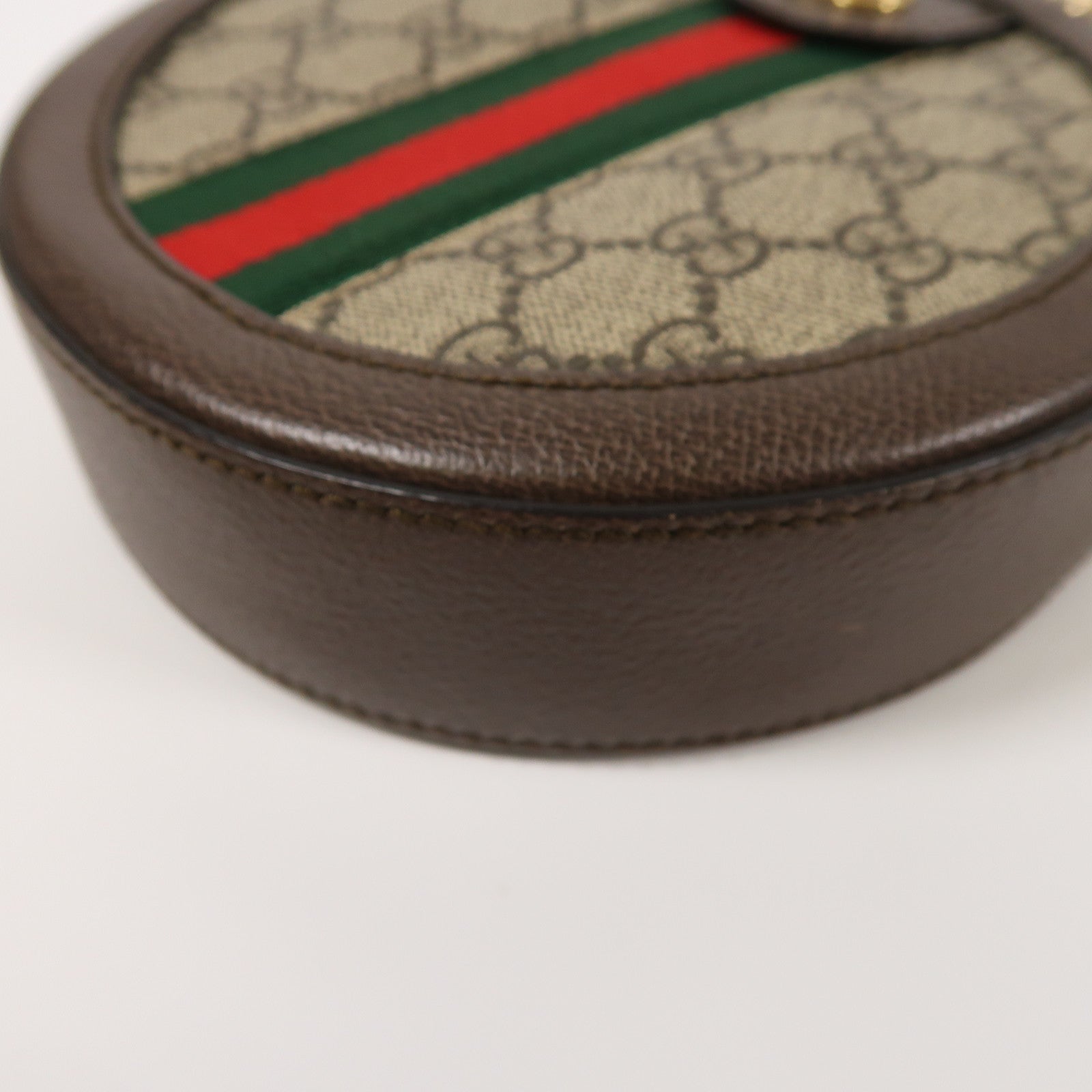 GUCCI 塗層帆布Ophidia GG金扣鏈帶肩背袋啡色