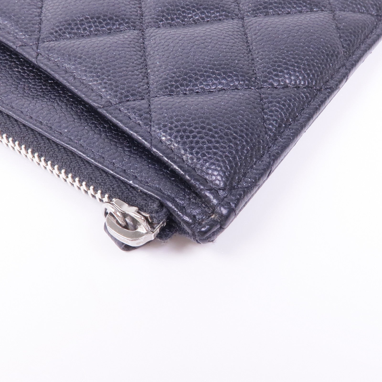 CHANEL 牛皮皮革Zipped Wallet銀扣長錢包