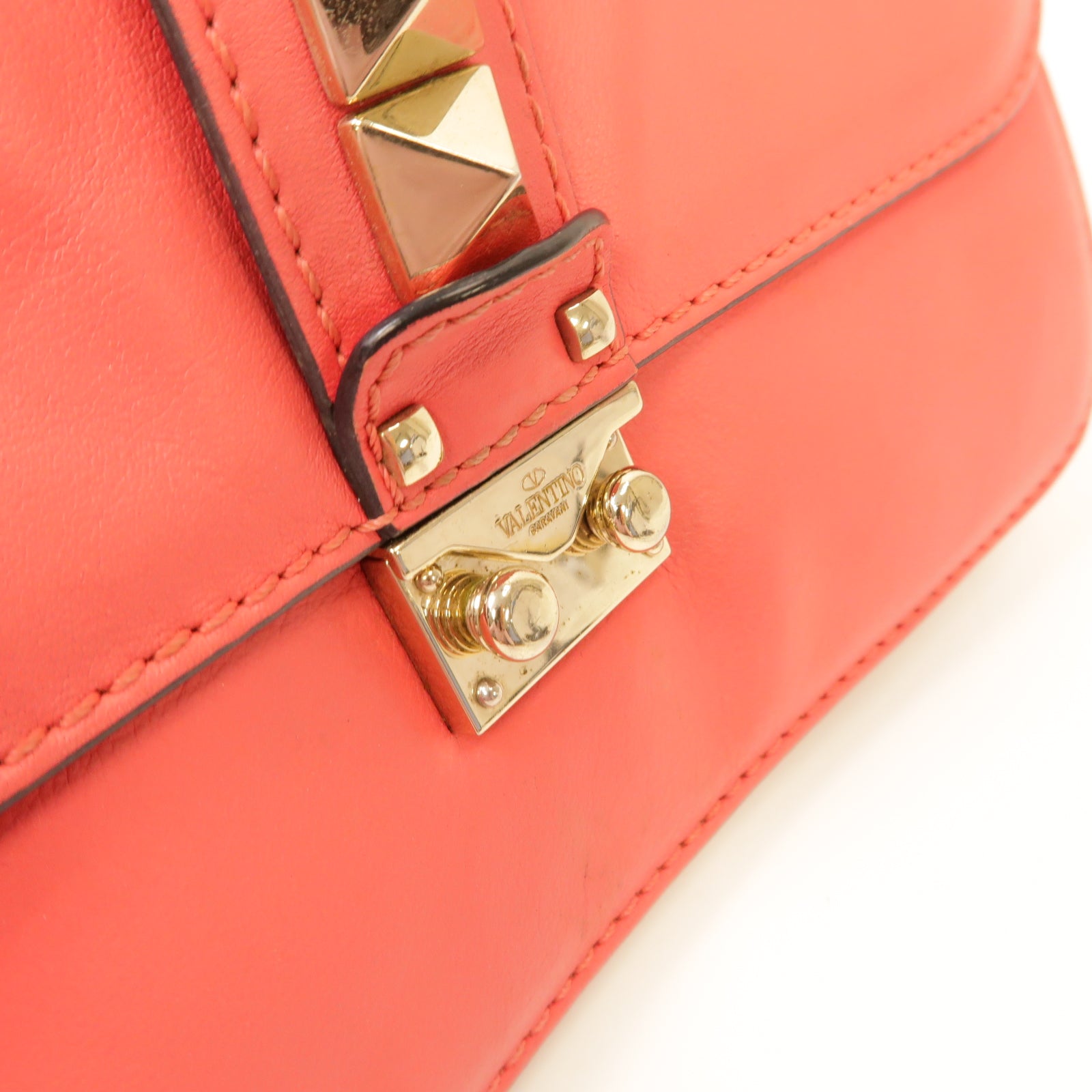 Valentino 牛皮皮革Chain Shoulder Bag金扣鏈帶肩背袋粉紅色