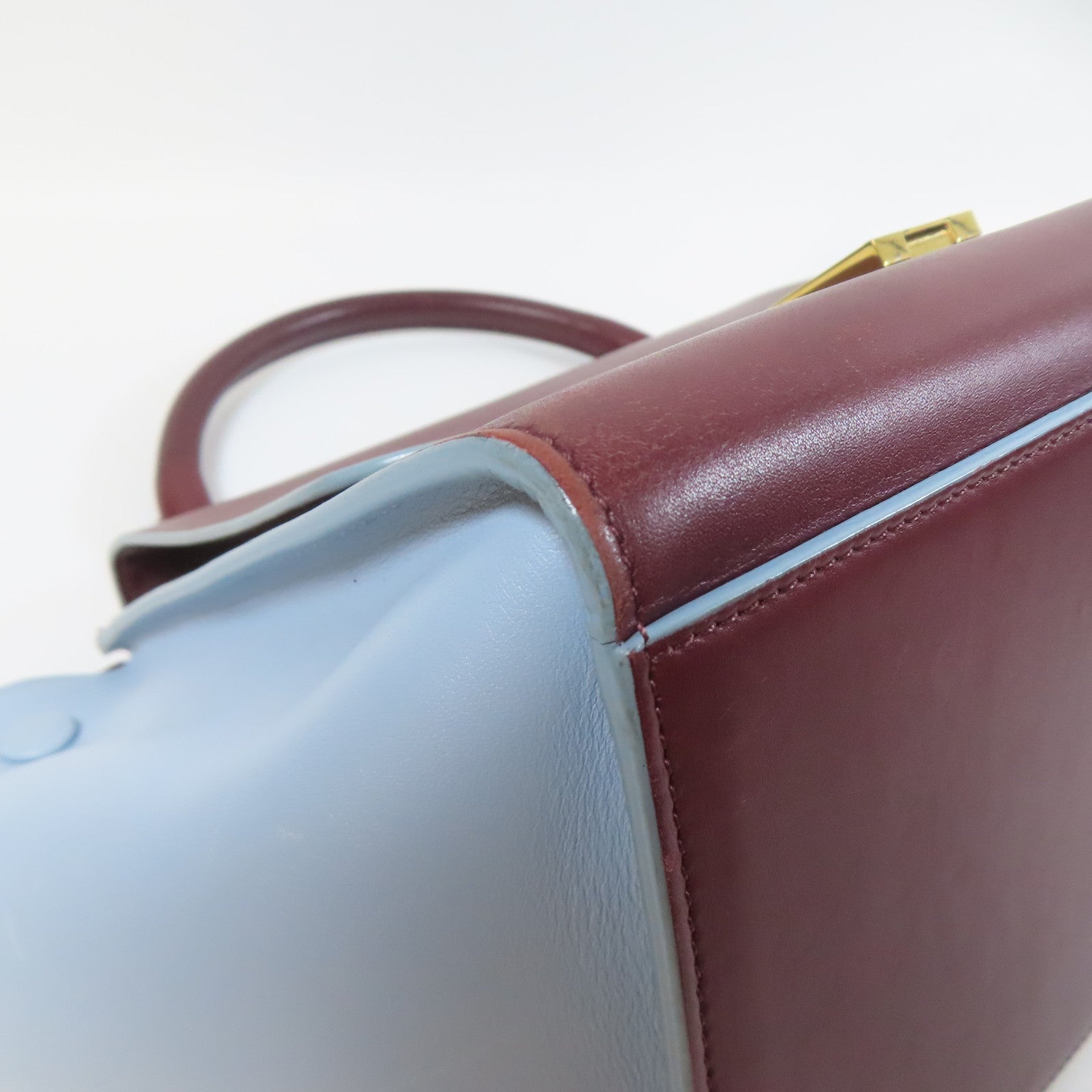 CELINE 【激減優惠】牛皮皮革Shoulder Bag金扣手挽肩背兩用袋啡色/藍色
