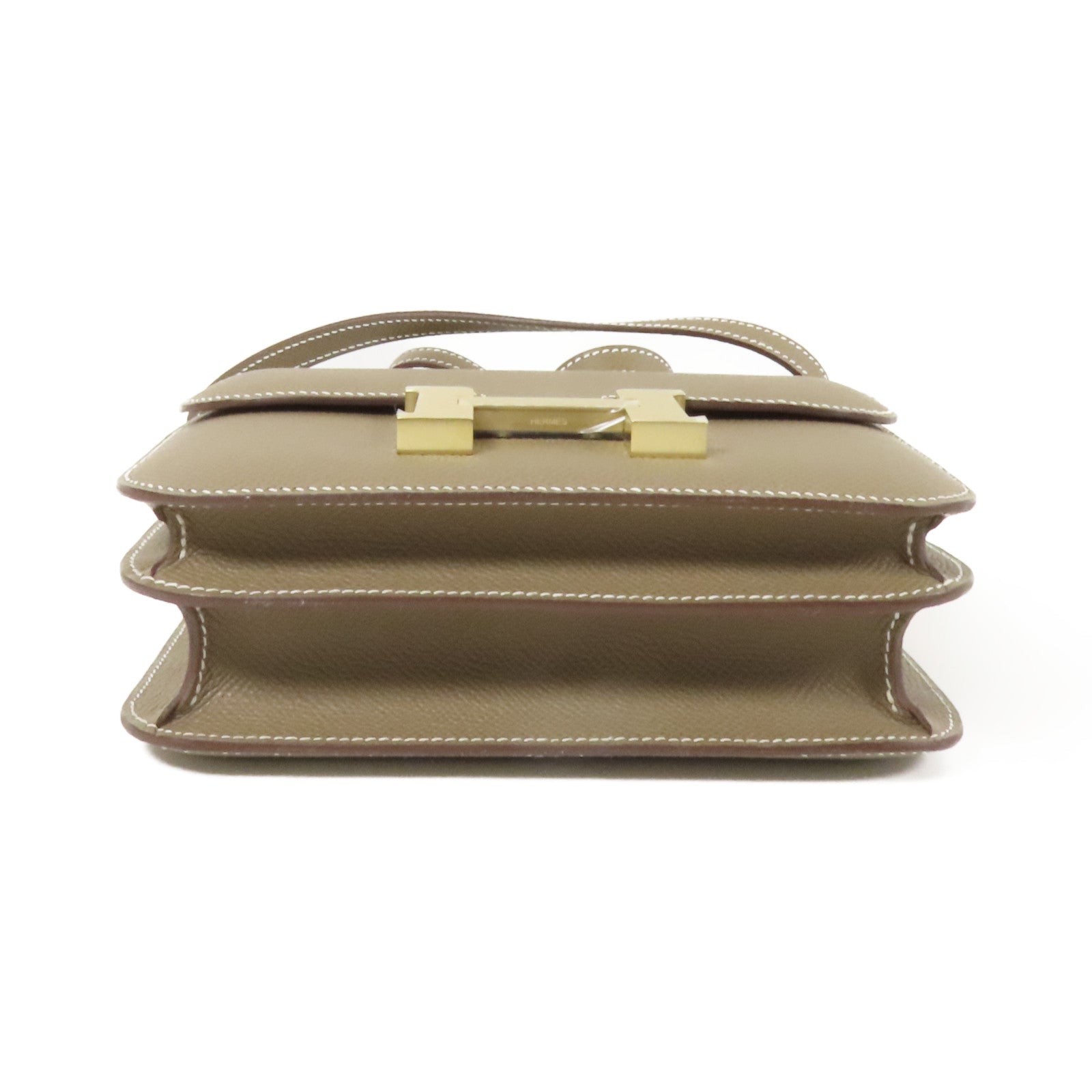 HERMES Epsom皮革Constance Mini金扣肩背袋Etoupe