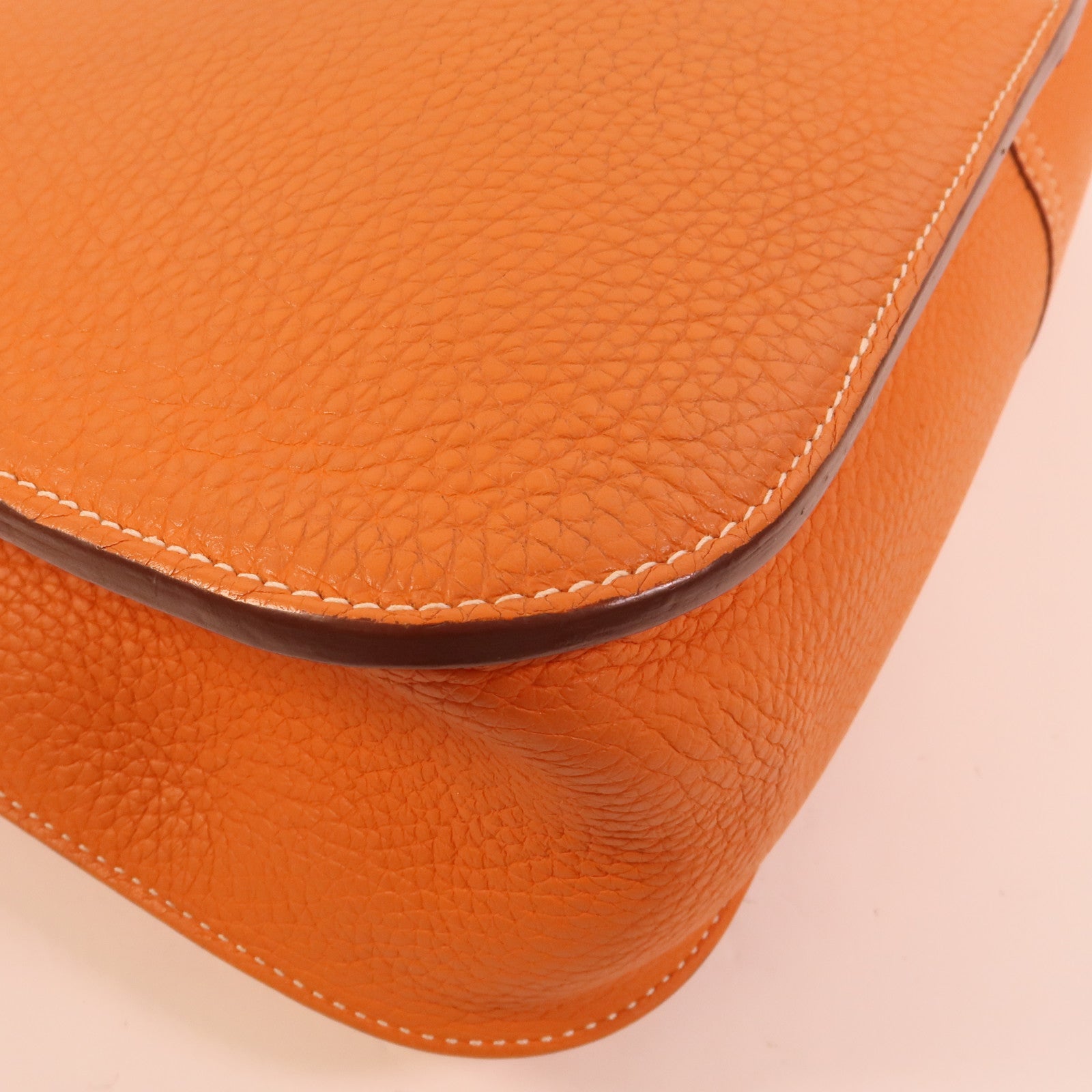 HERMES Clemence皮革Halzan 31手挽肩背兩用袋Orange